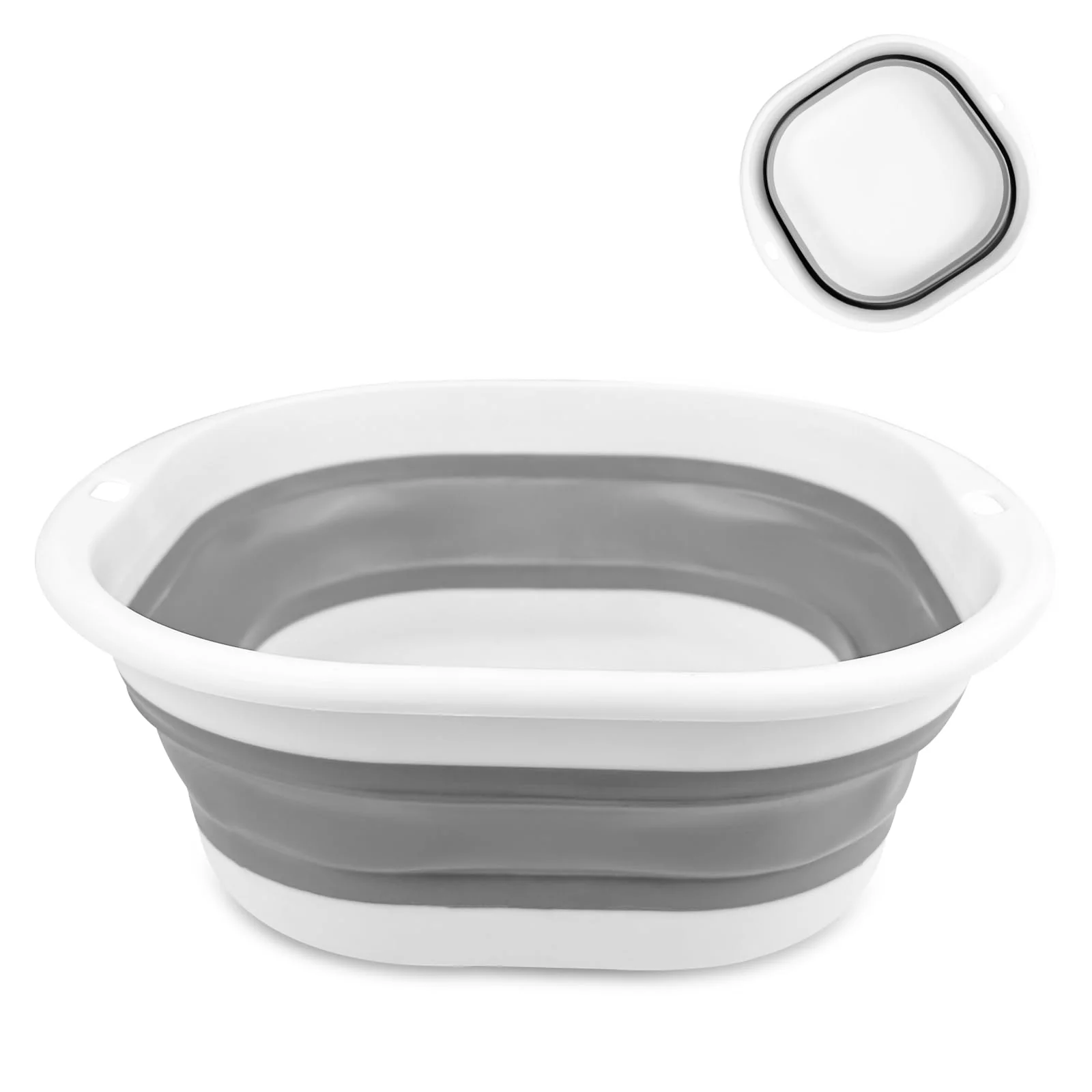 Chiluxendo Waschschüssel, Faltbarer Eimer, Faltbare Wanne, Spülschüssel, Tragbares Waschbecken, Schüssel Spülwanne, Putzeimer Faltbar, Platzsparende Kunststoff-Waschwanne, Falteimer (Grau, 1) - Image 3