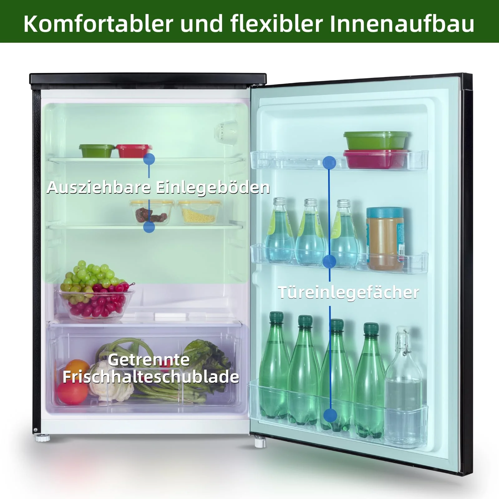 CHIQ CSF120BE Freistehender Kühlschrank |Low-frost Technologie | 12 Jahre Garantie auf den Kompressor*, Dunkler Edelstahl Look (130L) | 114 x 47 x 49,5 cm (HxBxT) - Image 12