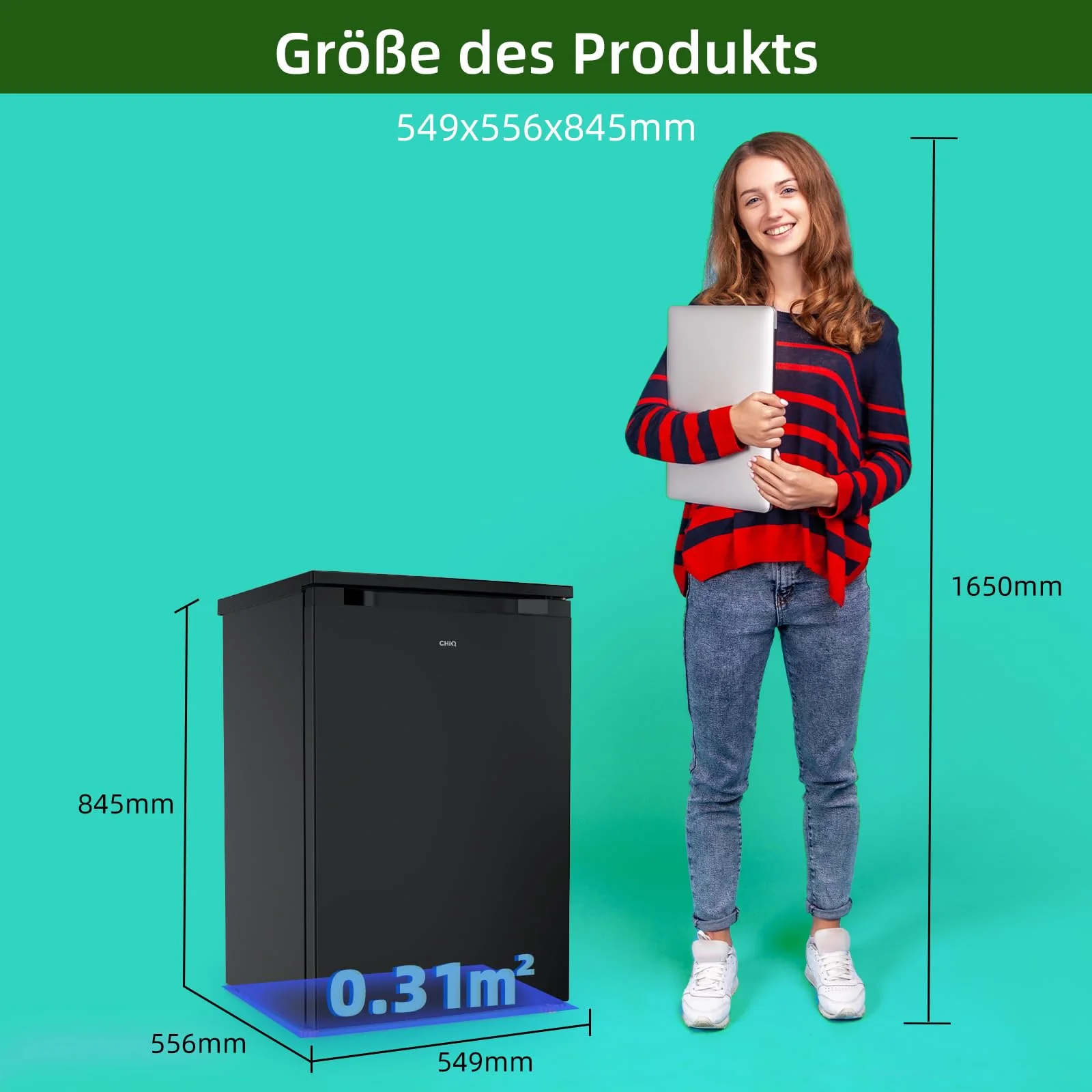CHIQ CSF120BE Freistehender Kühlschrank |Low-frost Technologie | 12 Jahre Garantie auf den Kompressor*, Dunkler Edelstahl Look (130L) | 114 x 47 x 49,5 cm (HxBxT) - Image 6