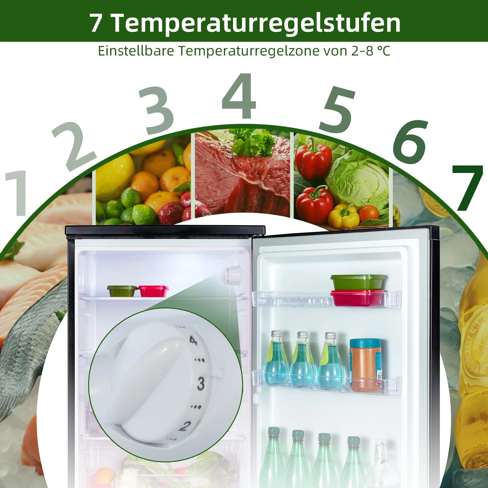 CHIQ CSF120BE Freistehender Kühlschrank |Low-frost Technologie | 12 Jahre Garantie auf den Kompressor*, Dunkler Edelstahl Look (130L) | 114 x 47 x 49,5 cm (HxBxT) - Image 8