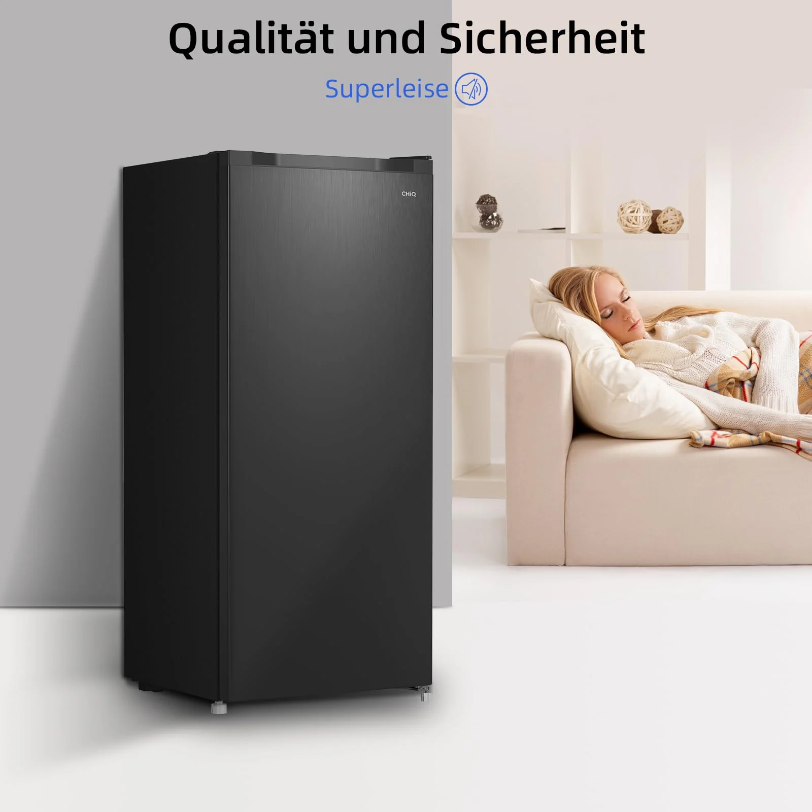 CHiQ Gefrierschrank FSD160D4E | Wechselbarer Türanschlag | Sehr Leise 41 DB (145L Manuelle Abtauung)| 12 Jahre Garantie auf den Kompressor*| 126 x 54 x 55 cm (HxBxT) - Image 14