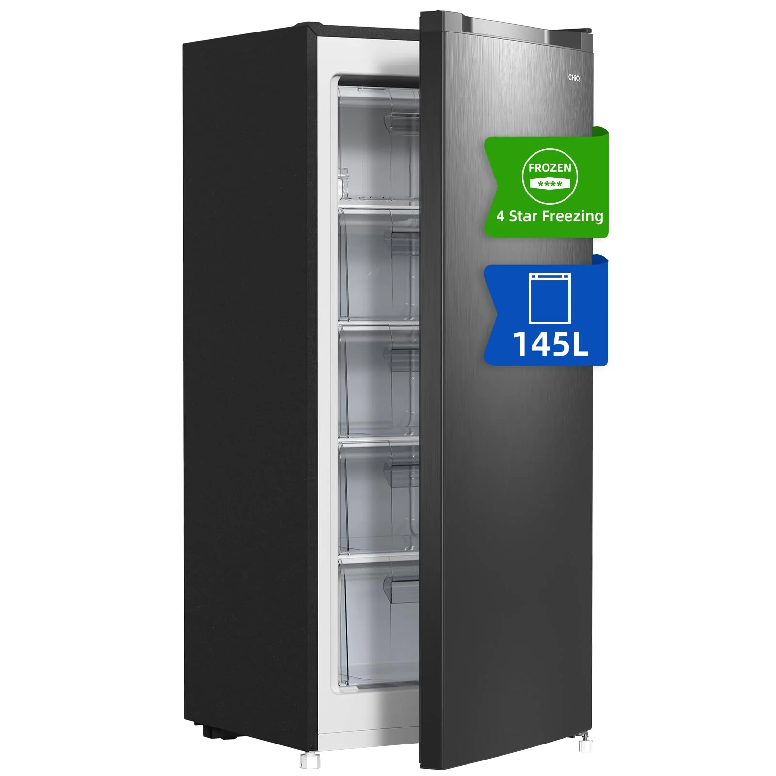 CHiQ Gefrierschrank FSD160D4E | Wechselbarer Türanschlag | Sehr Leise 41 DB (145L Manuelle Abtauung)| 12 Jahre Garantie auf den Kompressor*| 126 x 54 x 55 cm (HxBxT) - Image 6