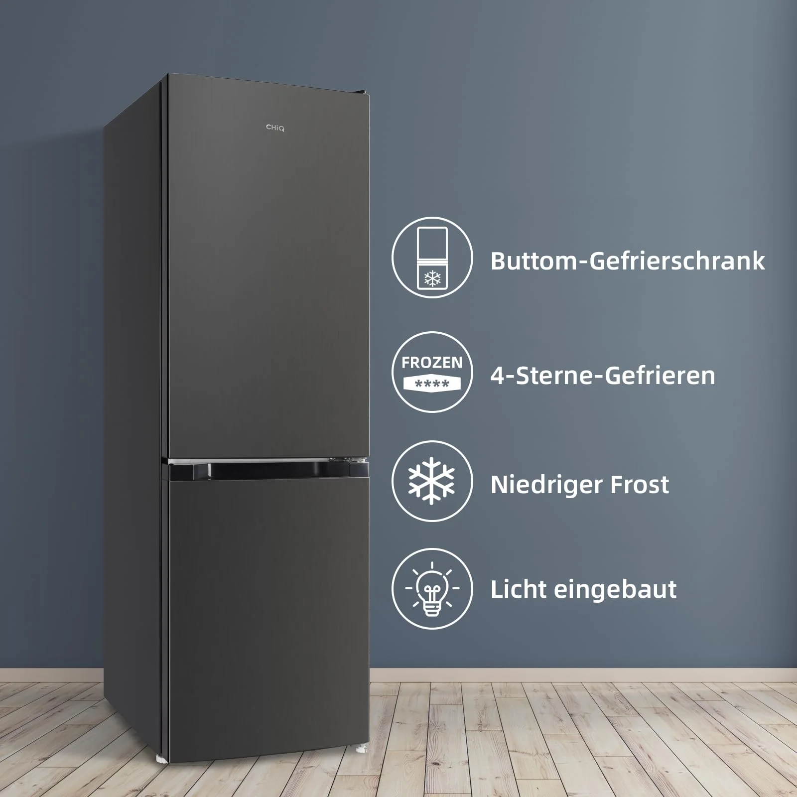 CHIQ Kühlschrank mit Gefrierfach 157L, Kühl-Gefrierkombination leise, Low-frost, 144 cm Hoch, 47 cm Breit, Kühlkapazität: 109L | Gefrierkapazität: 48L, for Eigentumswohnungen FBM157L42 - Image 10