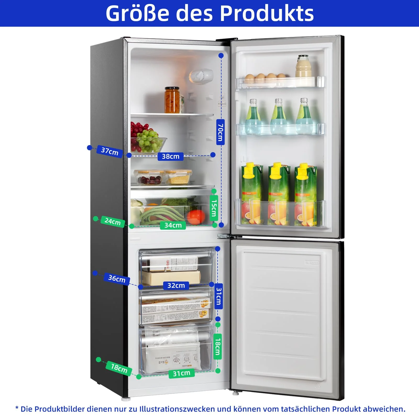 CHIQ Kühlschrank mit Gefrierfach 157L, Kühl-Gefrierkombination leise, Low-frost, 144 cm Hoch, 47 cm Breit, Kühlkapazität: 109L | Gefrierkapazität: 48L, for Eigentumswohnungen FBM157L42 - Image 13