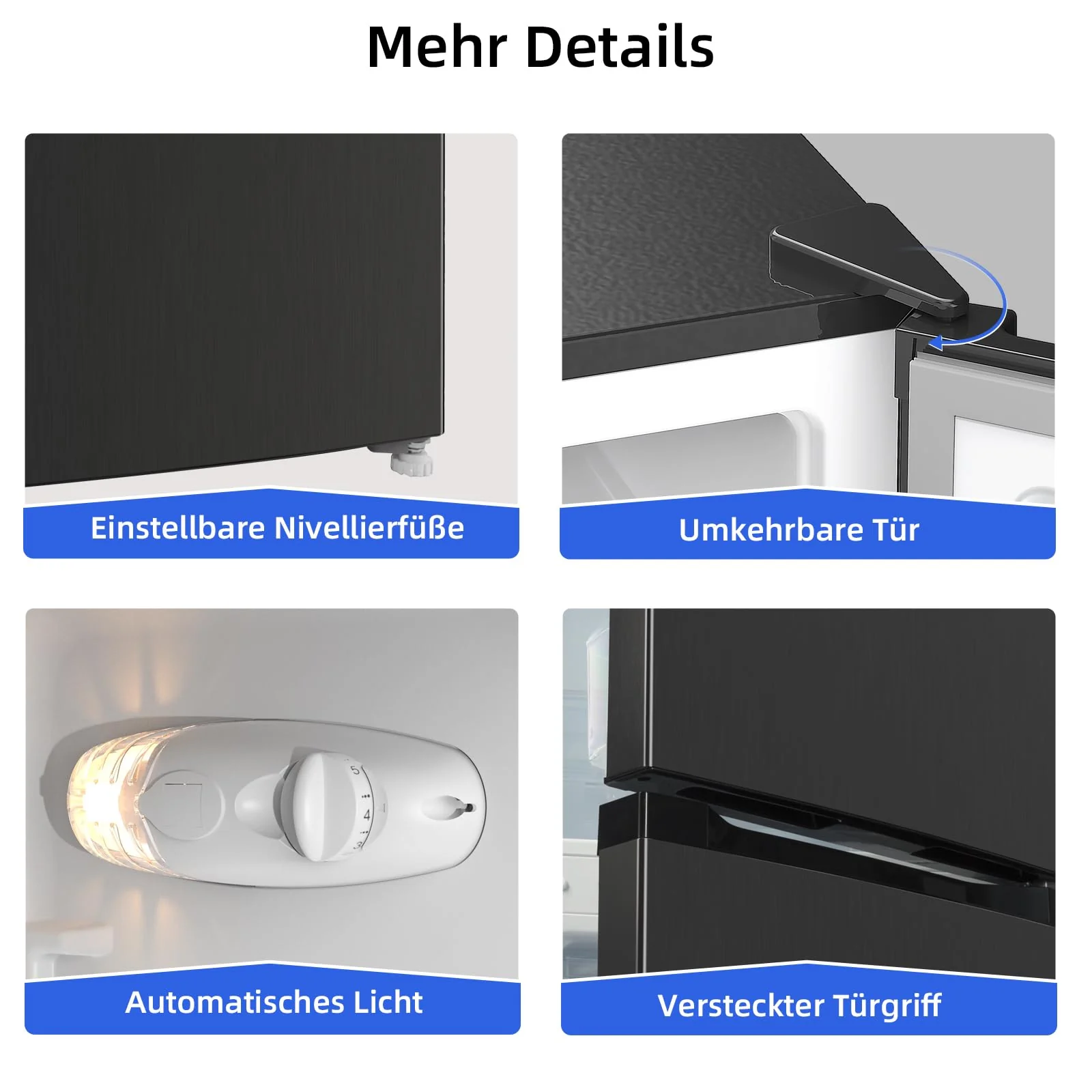 CHIQ Kühlschrank mit Gefrierfach 157L, Kühl-Gefrierkombination leise, Low-frost, 144 cm Hoch, 47 cm Breit, Kühlkapazität: 109L | Gefrierkapazität: 48L, for Eigentumswohnungen FBM157L42 - Image 9