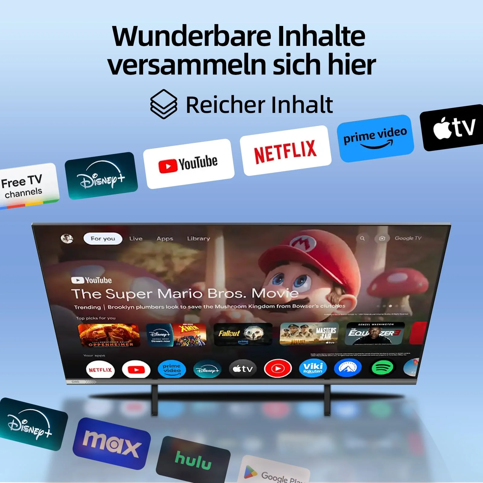 CHIQ L32FM9E 32 Zoll (80 cm) Fernseher FHD Smart TV, HDR10 & HLG, Google TV, Dolby Audio, DBX-tv, Google Assistant, Triple Tuner DVB-C/T/T2/S/S2, Chromecast integriert, Metallrahmenlos, Schwarz - Image 15
