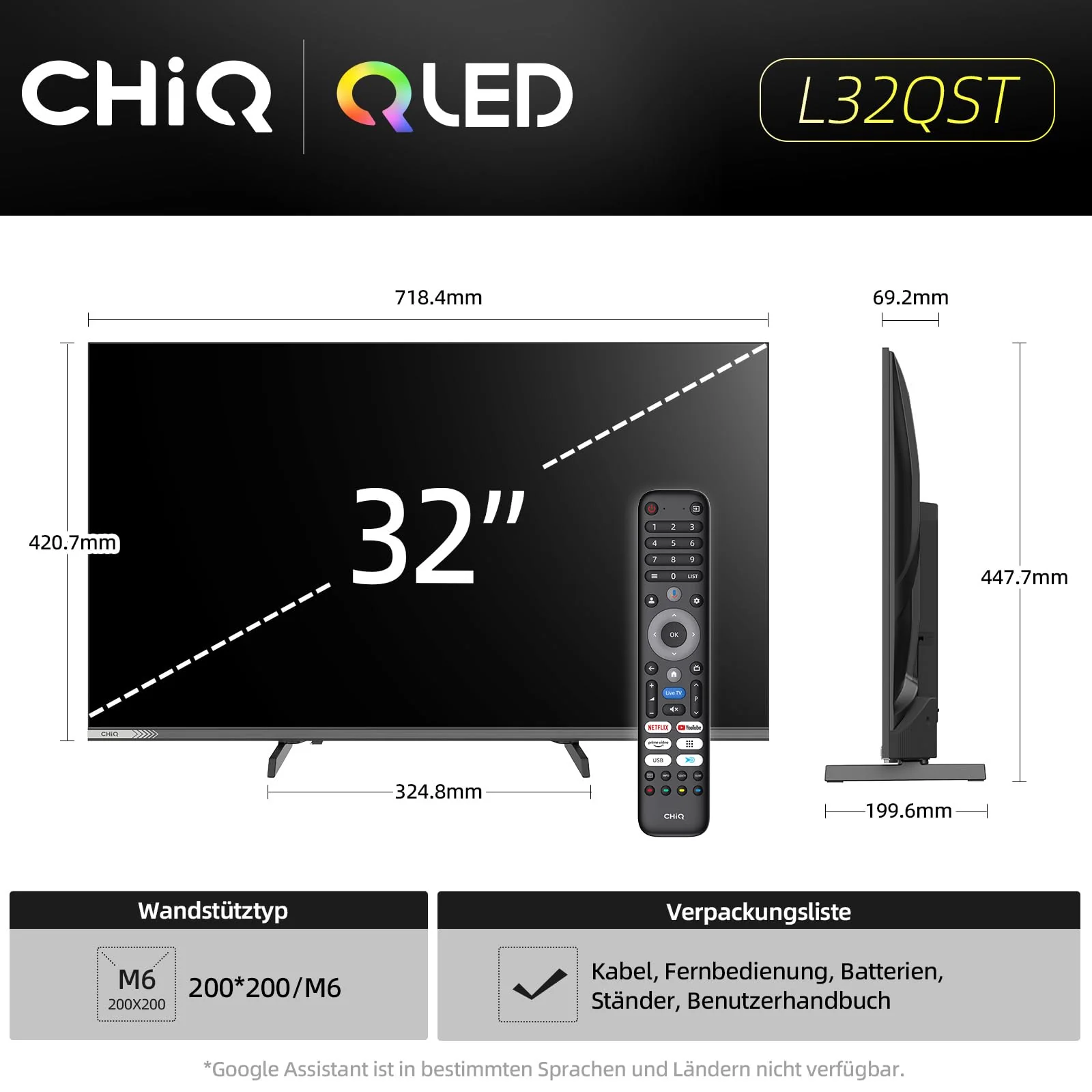 CHIQ L32QST 32 Zoll QLED Pro Smart TV - Rahmenloses Metall-Design, FHD, 90% DCI-P3, HDR10, Dolby Audio, Sprachsteuerung, Kompatibel mit Apple AirPlay, Prime Video, YouTube - Image 16