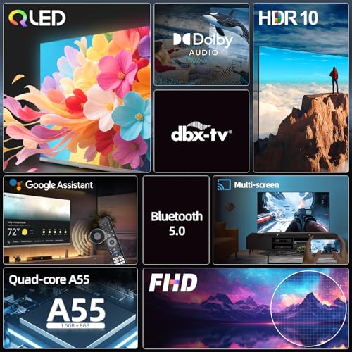 CHIQ L40QST 40 Zoll (101cm) FHD, QLED Pro Smart Google TV, Kompatibel mit HDR10, DBX-tv, Apple AirPlay, Prime Video, YouTube, Dolby Audio, mit Google Sprachsteuerung, Rahmenloses Design - Image 3