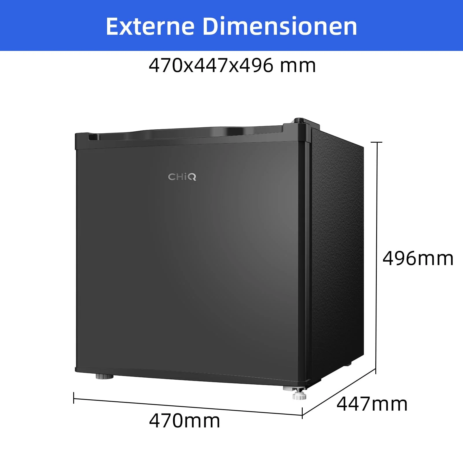 CHIQ Mini Bar Kühlschrank 46 L,Mini Kühlschrank,49,6 x 47,4 x 44,7 cm (HxBxT),E Energieverbrauch 80 kWh/Jahr,Sehr Leise 39dB,12 Jahre Garantie auf den Kompressor - Image 3
