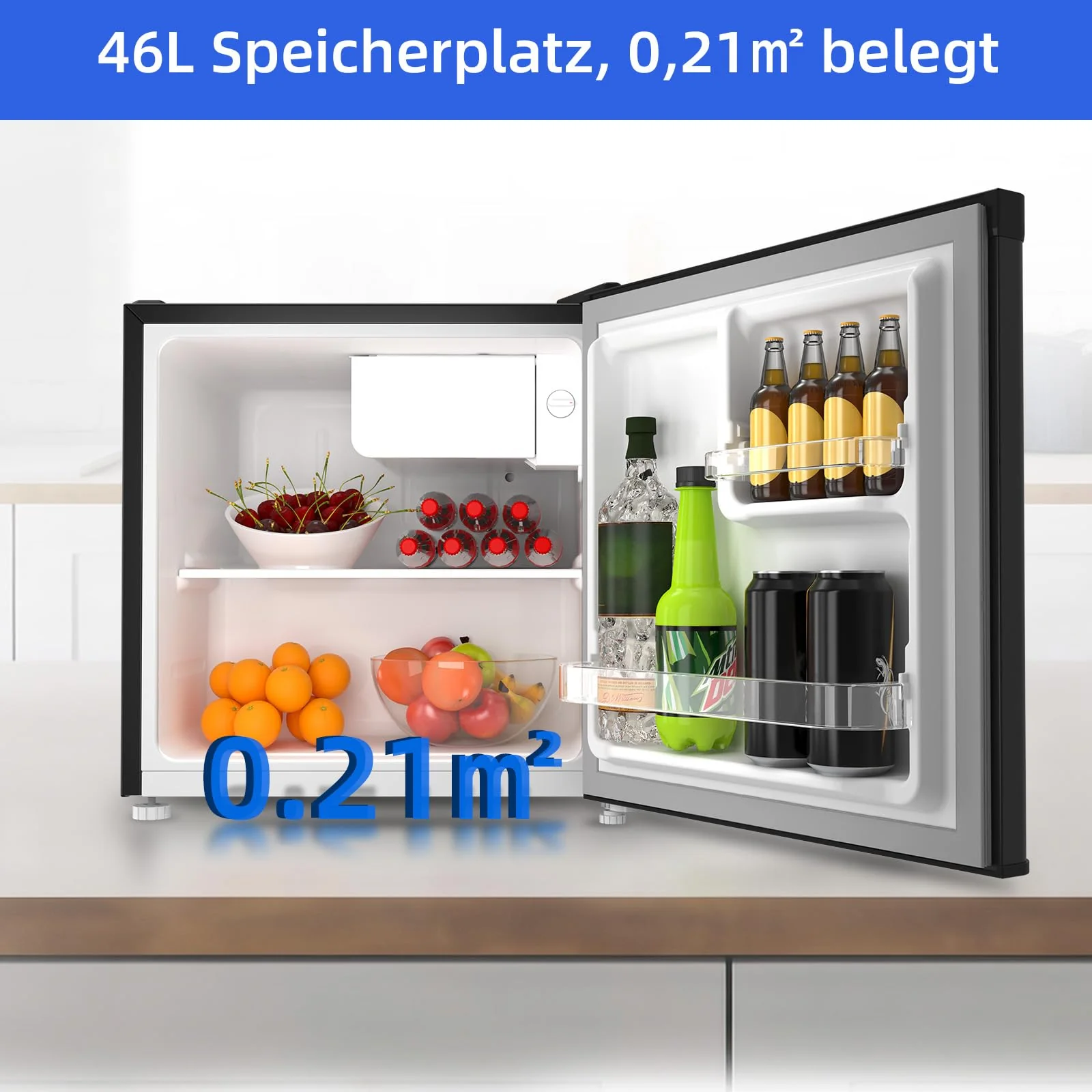 CHIQ Mini Bar Kühlschrank 46 L,Mini Kühlschrank,49,6 x 47,4 x 44,7 cm (HxBxT),E Energieverbrauch 80 kWh/Jahr,Sehr Leise 39dB,12 Jahre Garantie auf den Kompressor - Image 6