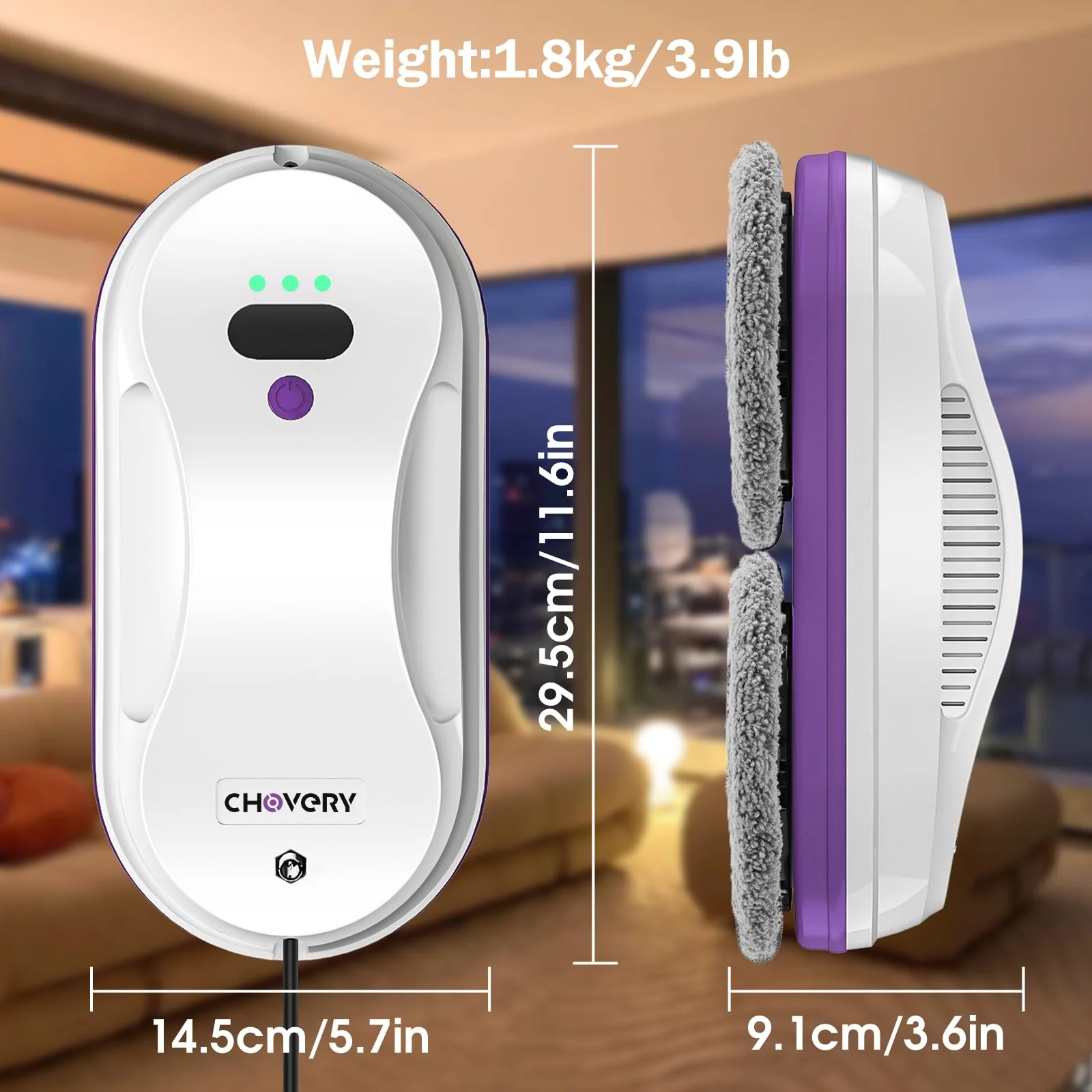 CHOVERY CL-2 Fensterputzroboter, der Fensterputzroboter Fenster Roboter mit Fernbedienung, automatischer Fensterputzer, Fensterreiniger Roboter, Glasreinigungsroboter, 3000 Pa Fenstersauger - Image 6
