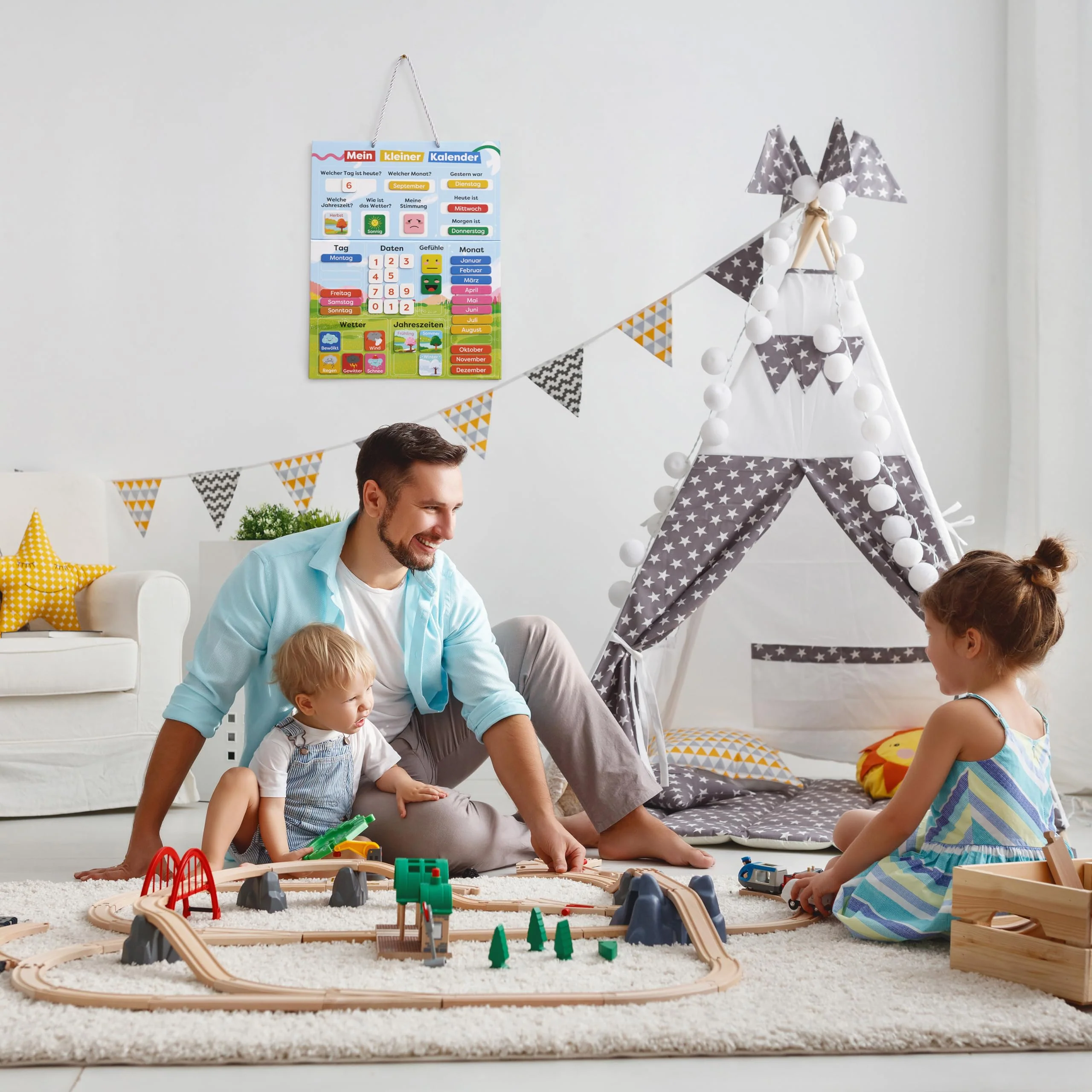 chuckle - Kalender Magnetwand für Kinder mit Jahreszeiten, Datum & Wetter - 40x32cm - Spielerisches Lernmittel für 4- bis 10-Jährige, anpassbar für jedes Jahr - Image 3
