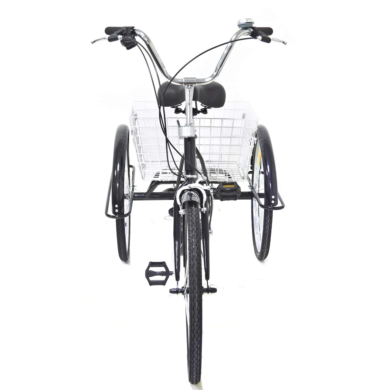 Chynalys 24'' 8 Gang Dreirad für Erwachsene, Cruiser Fahrräder Lasten-Dreirad Trike Bike mit Bsaket, Hochkohlenstoffstahl Erwachsenen-Dreirad für Outdoor, verstellbar (24 Zoll, schwarz) - Image 8