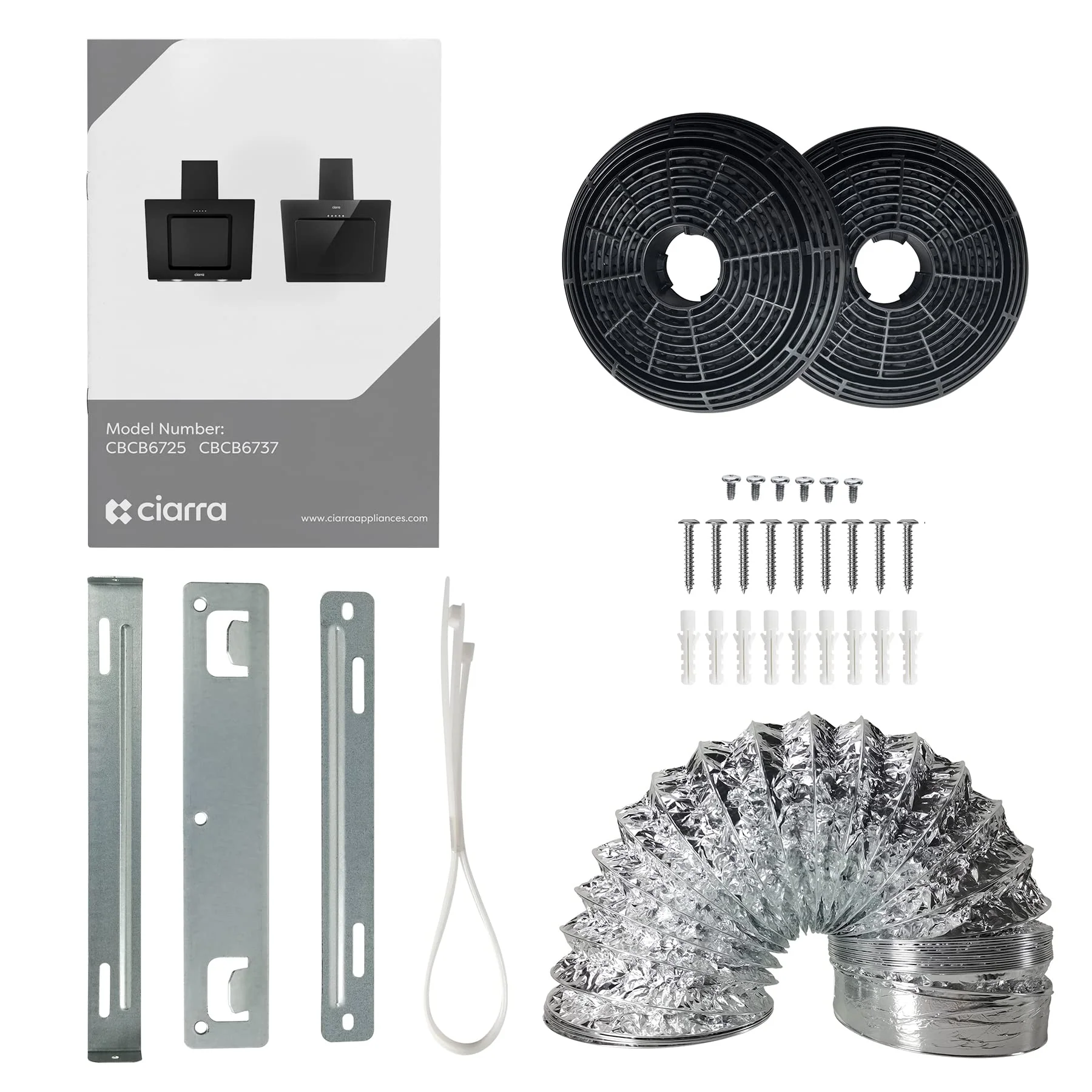 CIARRA CBCB6750 Dunstabzugshaube 60cm Umluft Kopffreie Schräghaube 350m³/h Abluft 3 Stufen Wandmontage Abzugshaube Schwarz - Image 5