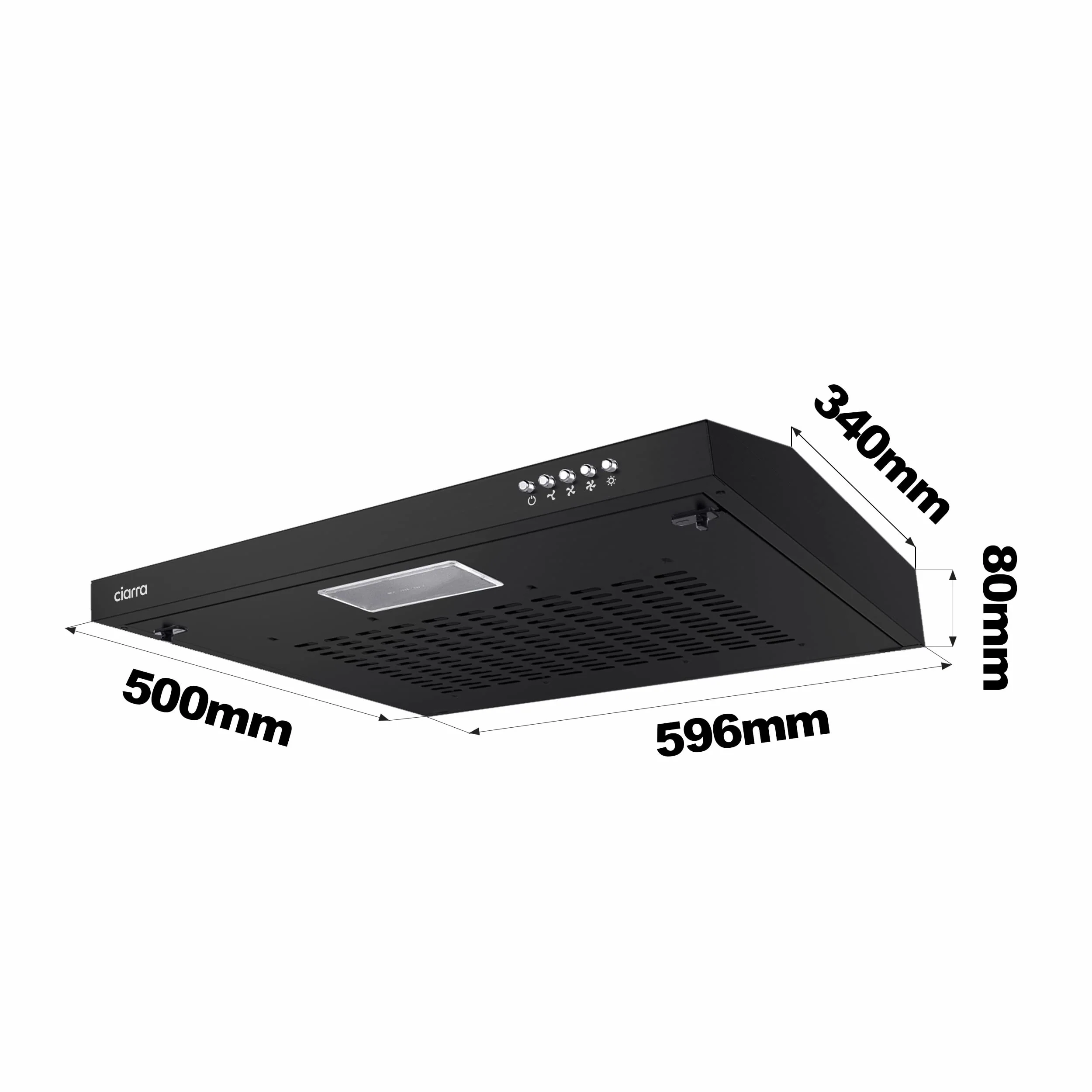 CIARRA CBCB6903 Unterbau Dunstabzugshaube 60cm Umlufthaube Einbau 3 Leistungsstufen Abluft Umluft Integrierte Unterschrank Unterbauhaube mit Kohlefiltermatte CBCF001 Kohlefilter - Image 4