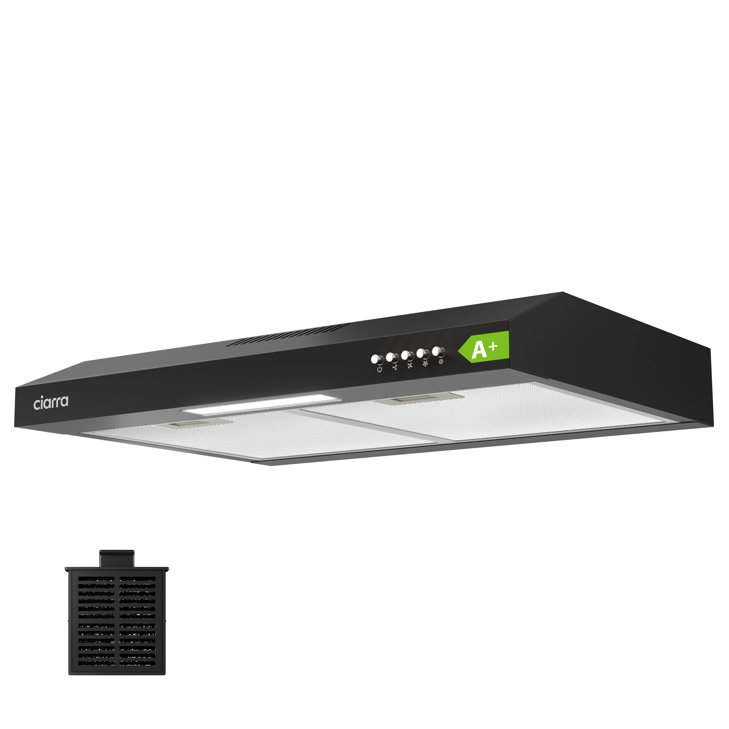 CIARRA CBCB6903D A+ Dunstabzugshaube Unterbau 60cm Umlufthaube Umluft Abluft 3 Leistungsstufen Integrierte Unterschrank Unterbauhaube mit CBCF009 Kohlefilter Schwarz - Image 2