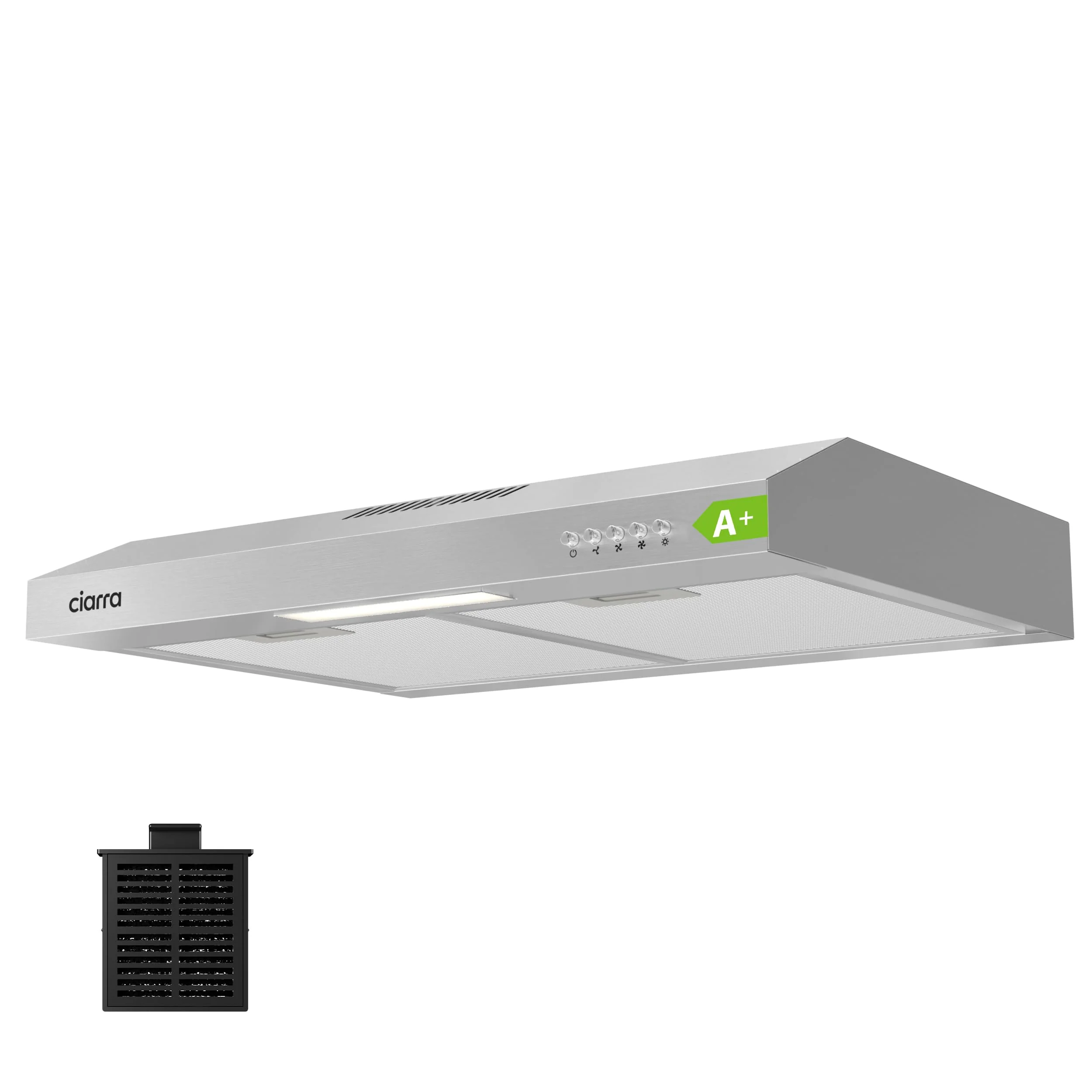 CIARRA CBCS6903D A+ Dunstabzugshaube Unterbau 60 cm Umlufthaube Umluft Abluft 3 Leistungsstufen Integrierte Unterschrank Unterbauhaube mit CBCF009 Kohlefilter Edelstahl Silber - Image 8