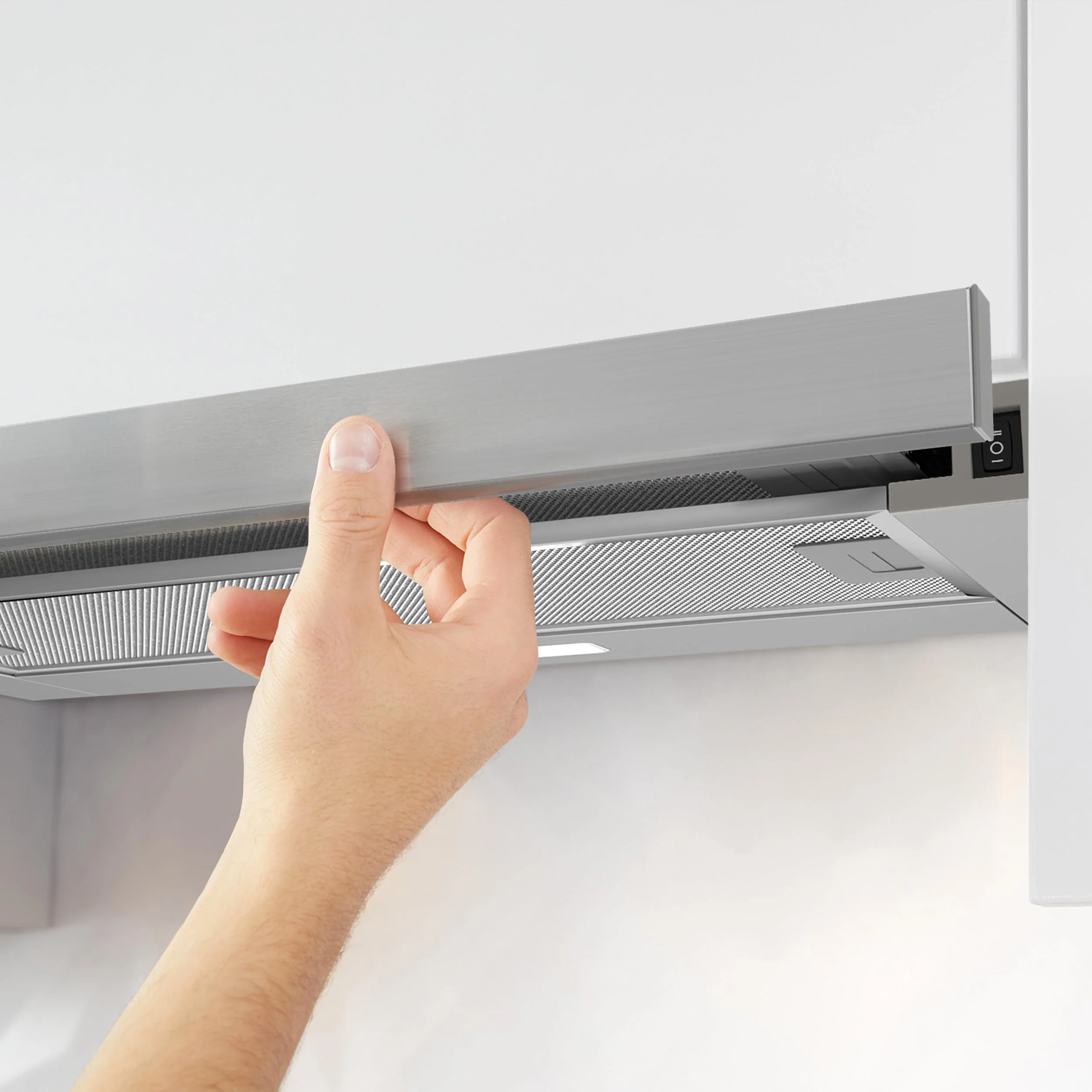 CIARRA CBCS6906D A++ Flachschirmhaube Dunstabzugshaube 60 cm Umluft 370 m³/h mit CBCF002X2 Aktivkohlefilter Integrierte Einbau Flach Abluft Abzugshaube 2 Stufen LED-Beleuchtung Silber - Image 5