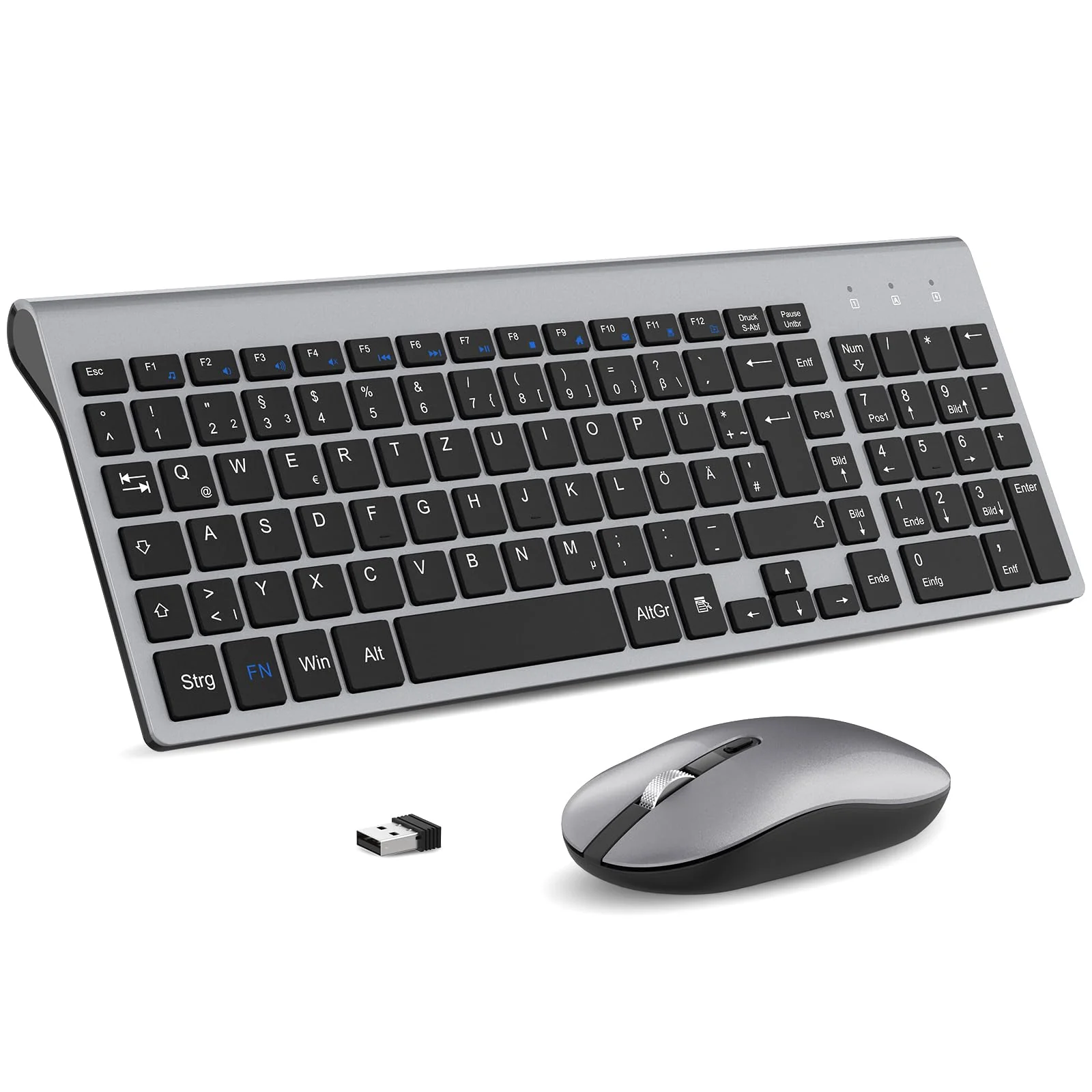 cimetech Tastatur Maus Set Kabellos, 2.4G Ultraslim Tragbare Funktastatur mit Maus Tastatur QWERTZ Layout (Deutsch) für Laptop, PC, Desktop, Notebook, Windows - Image 5