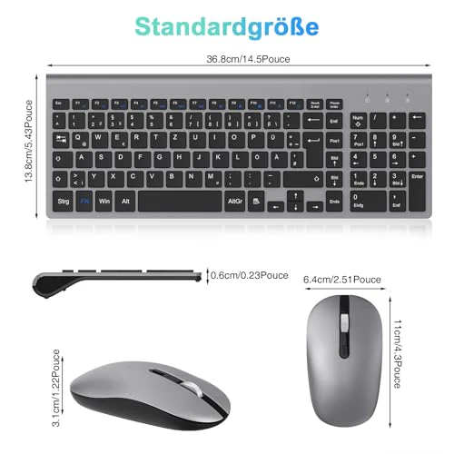 cimetech Tastatur Maus Set Kabellos, 2.4G Ultraslim Tragbare Funktastatur mit Maus Tastatur QWERTZ Layout (Deutsch) für Laptop, PC, Desktop, Notebook, Windows - Image 9