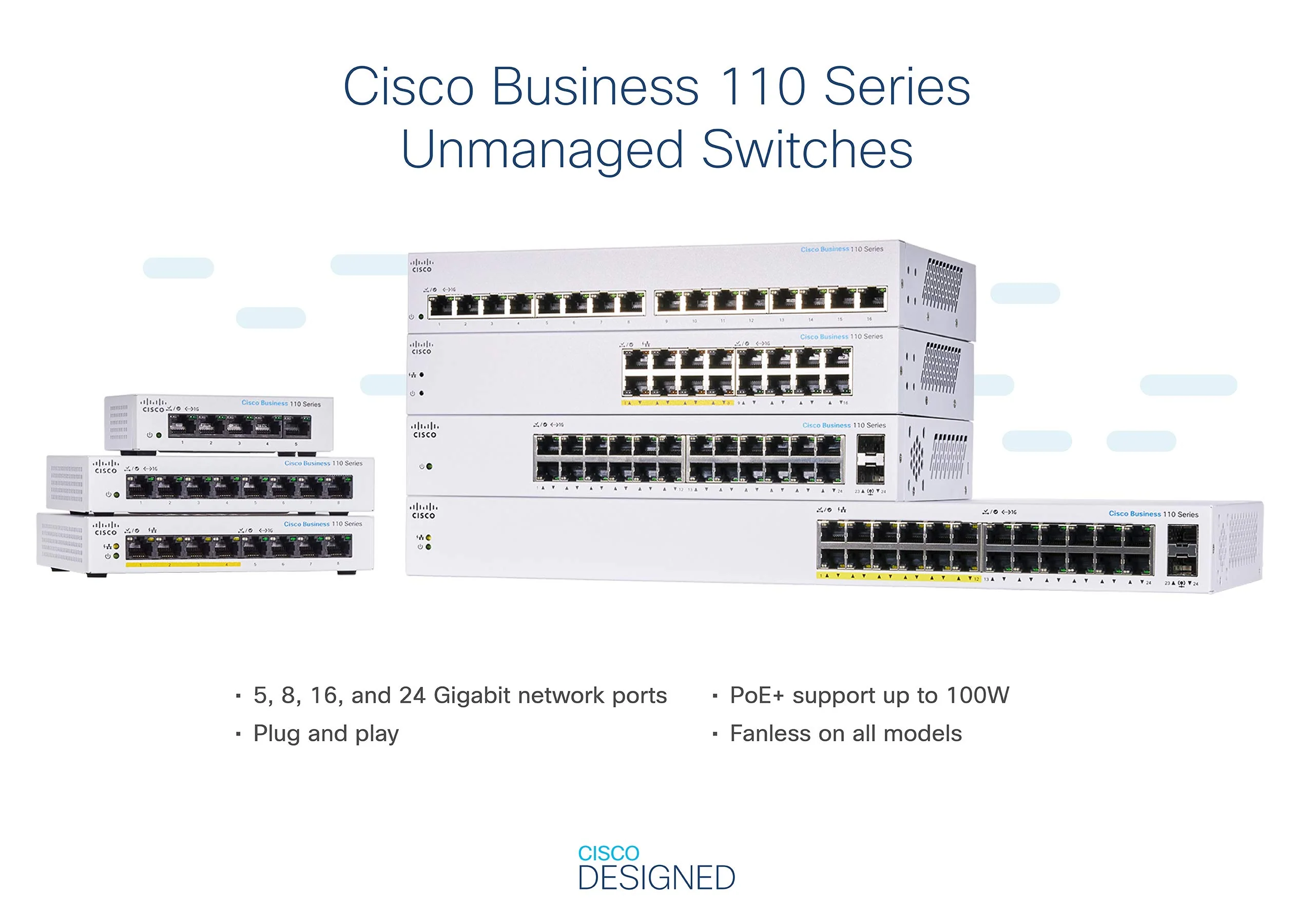 Cisco Business CBS110-8T-D Unmanaged Switch | 8﻿ GE-Ports | Desktop | Ext. Netzteil | Begrenzter Lebenszeitschutz (CBS110-8T-D) - Image 6