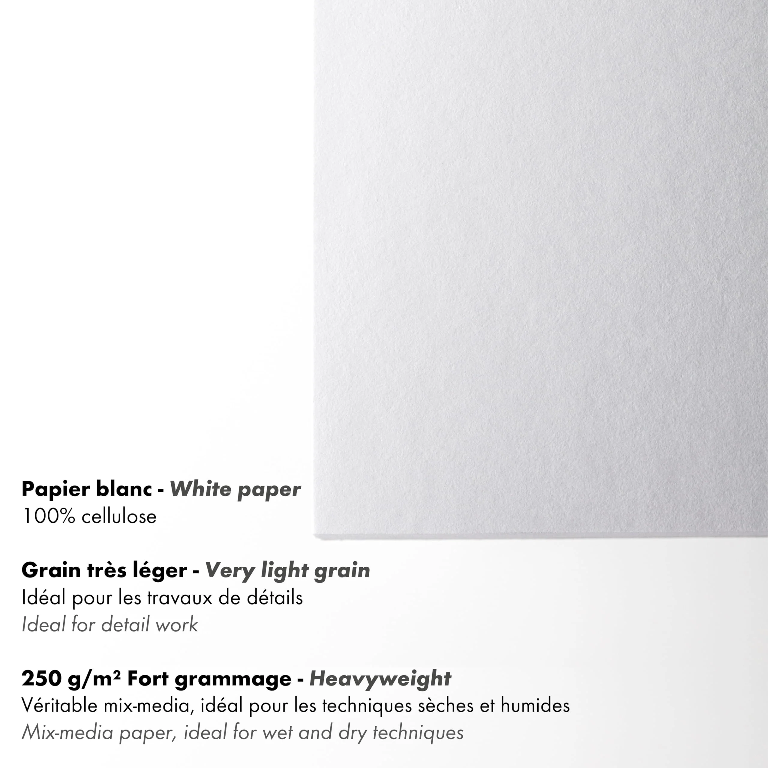 Clairefontaine 96537C - Malblock / Zeichenblock PaintON feinkörnig DIN A4 21x29,7 cm, kopfseitig geleimt, 40 Blatt, 250g, 100% Zellulose, Korrekturen möglich, ideal für Mixmedia, Weiß, 1 Stück - Image 5