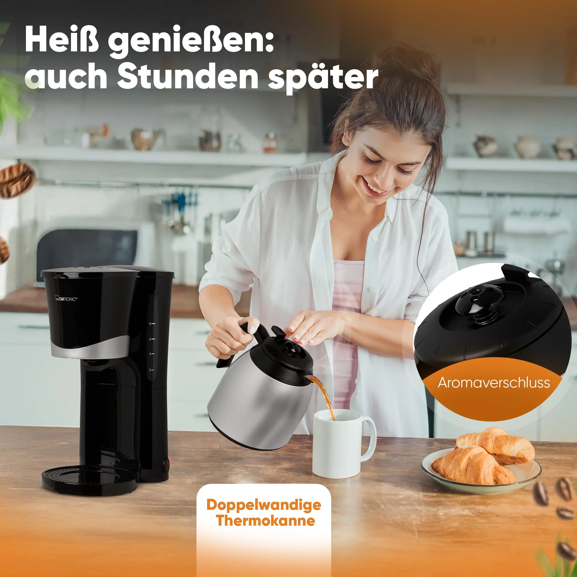 Clatronic® Kaffeemaschine mit Thermoskanne | für 8-10 Tassen Kaffee | kein Temperaturverlust | Filterkaffeemaschine | 1 Liter | Coffee machine | Filterkaffeemaschine mit Thermoskanne | KA 3327 schwarz - Image 8