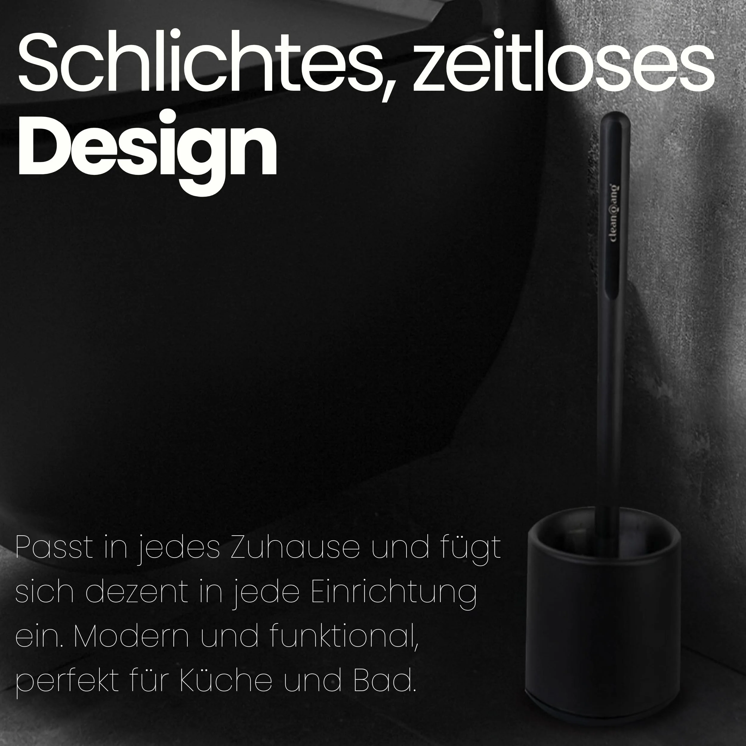 Cleangang® Klobürste Toilettenbürste WC Bürste Schwarz Silikon mit klobürstenhalter Set - WC Garnitur - schnell trocknende Klobürste in zeitlosem Design - Image 3