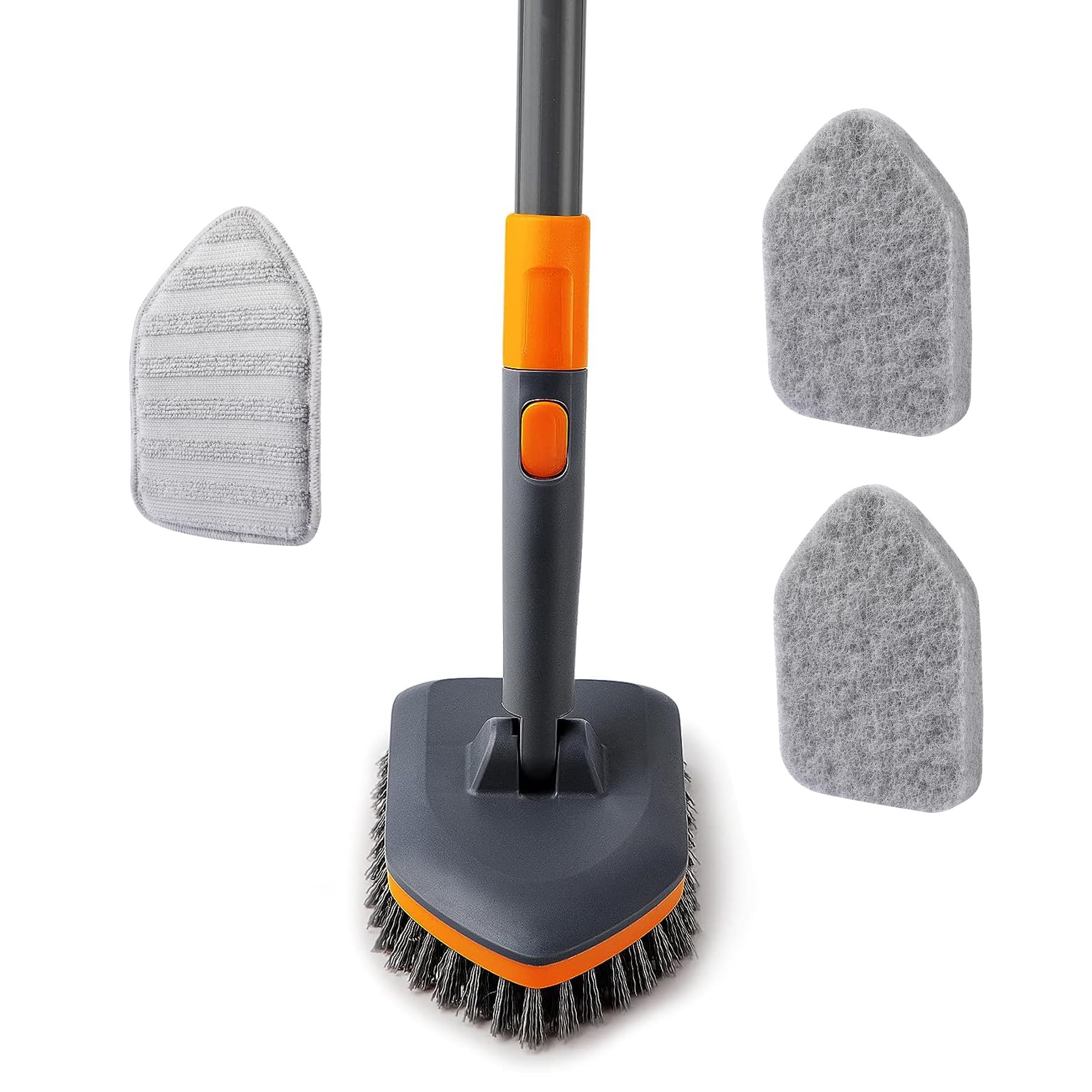 CLEANHOME Schrubber mit Stiel 4-in-1,Reinigungsbürste Bad,Enthält Schrubberbürste 2 Stück Schwammtuch und Mikrofasertücher,142 cm Teleskop-Fliesenbürste,zum Reinigen von Badewanne,Boden,Fläche,Spalt. - Image 3