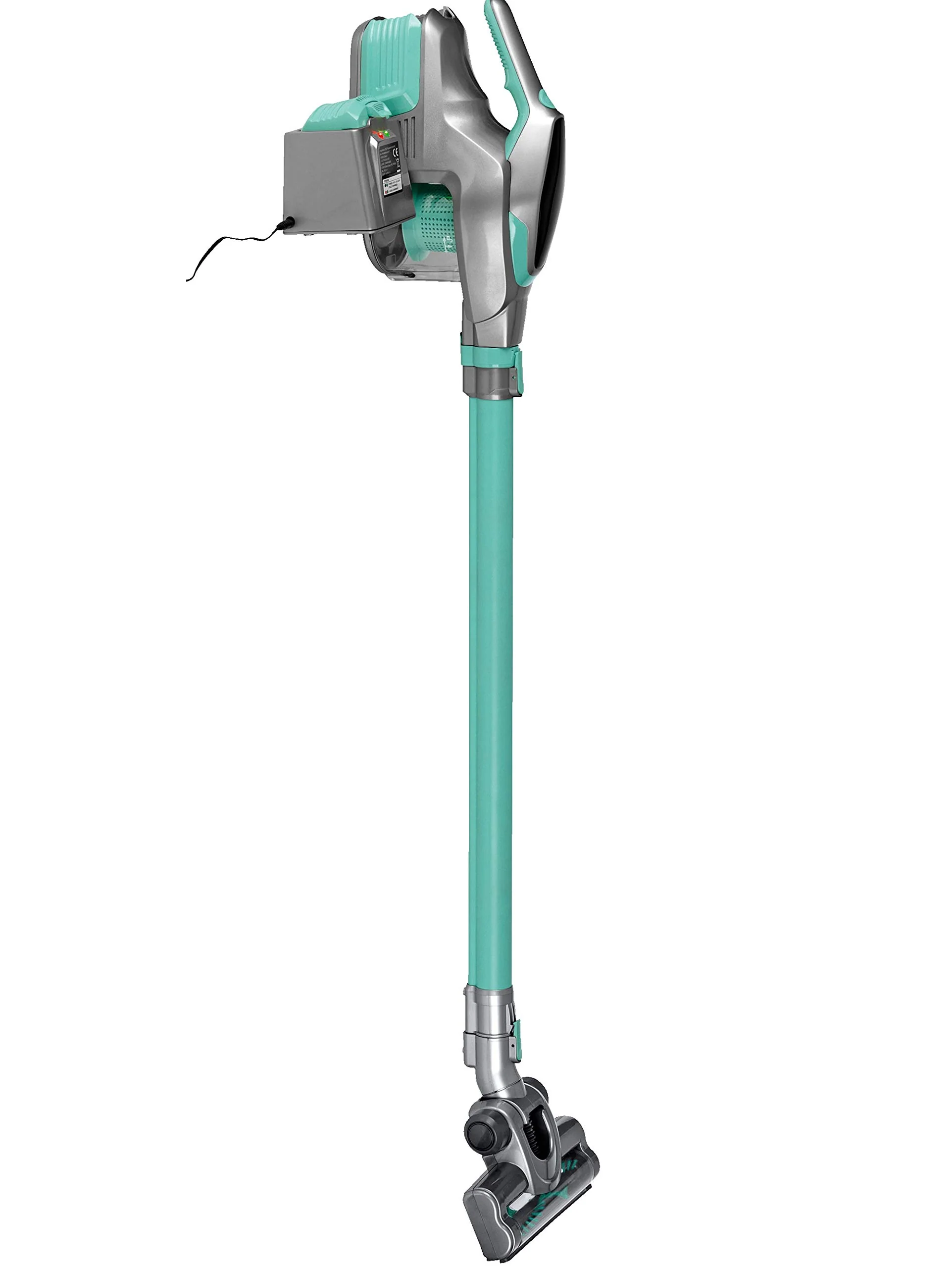 CLEANmaxx Akku-Zyklon-Staubsauger beutellos mit Akku | 2-in-1 Handstaubsauger, mit verschiedenen Düsen, Ideal für Tierhaare | Inkl. Wandhalterung mit integrierter Ladestation, 150 Watt [Türkis/Grau] - Image 2