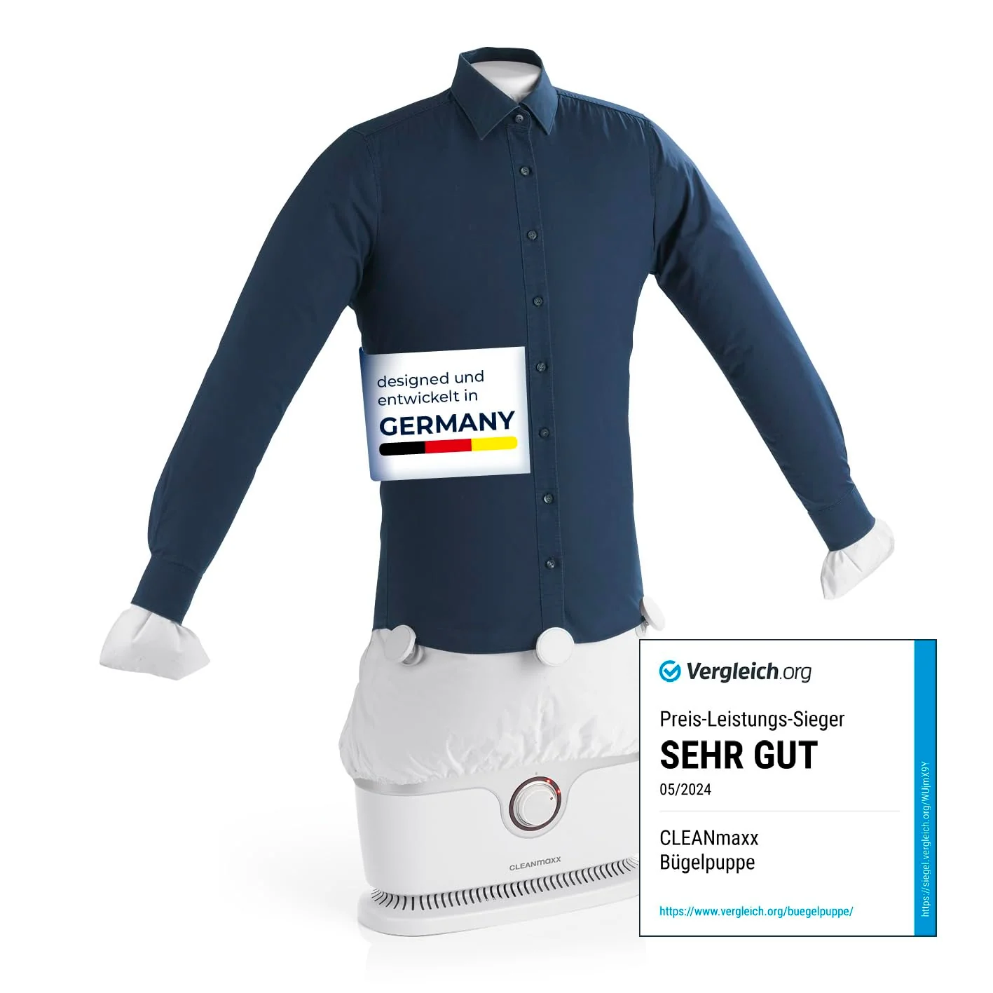 CLEANmaxx automatischer Hemdenbügler | Bügler für Hemden, Blusen & Hosen, schonender als Wäschetrockner und Bügeleisen | Trocknen und in Minuten knitterfrei [weiss] - Image 13