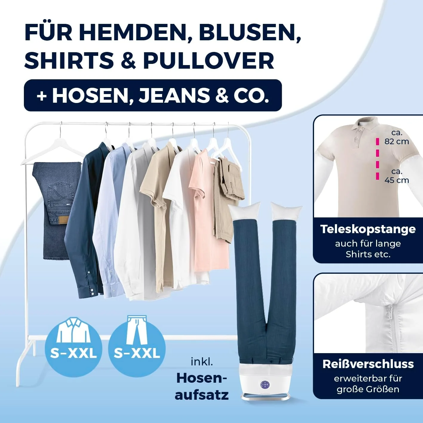 CLEANmaxx automatischer Hemdenbügler mit Dampffunktion inklusive Hosenaufsatz | Innovativer Bügler für Hemden & Blusen, Bügelautomat | Schonender als Wäschetrockner und Bügeleisen - Image 17