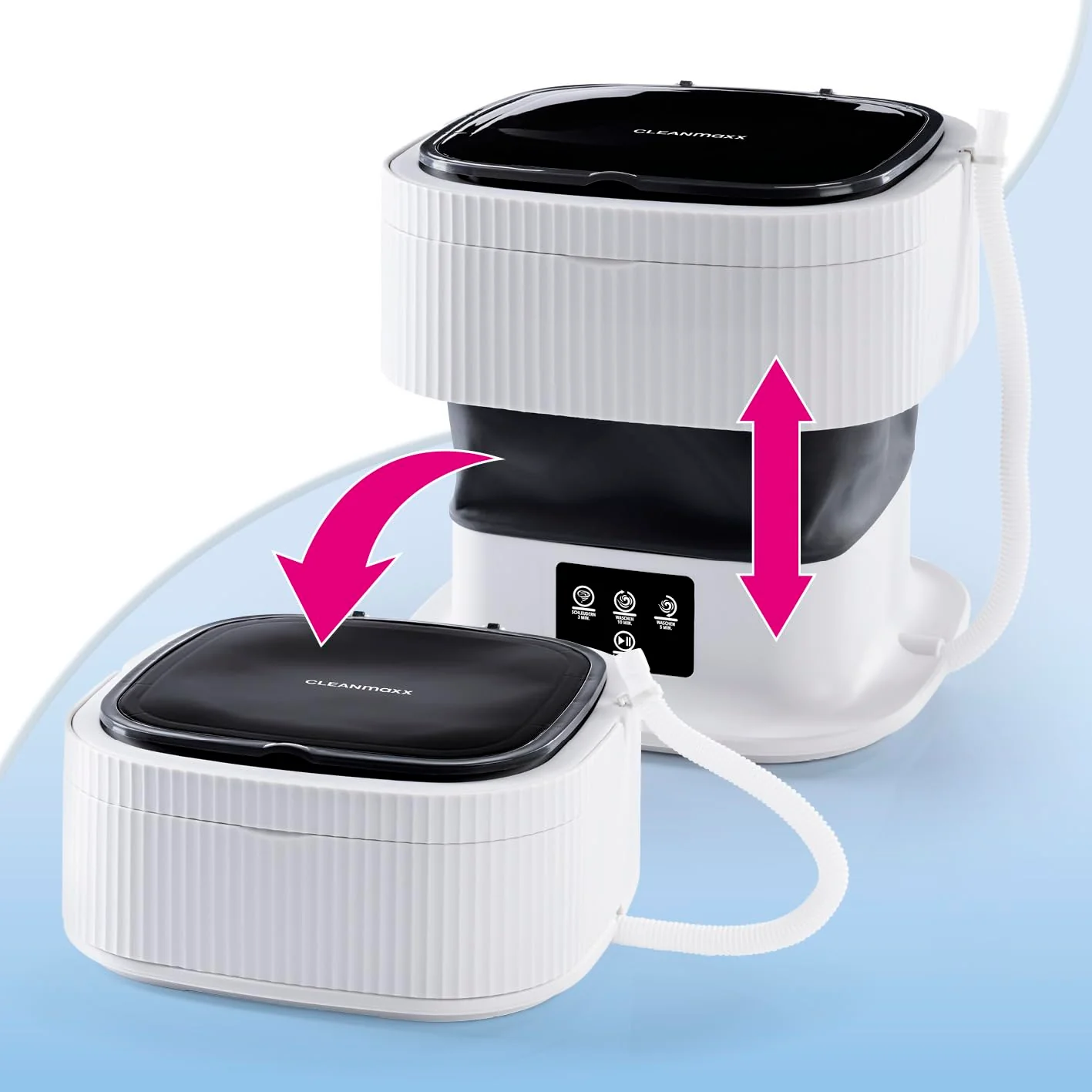 CLEANmaxx Mini-Waschmaschine ideal für Unterwegs | Mobile Waschmaschine mit 2 Waschprogrammen & einem Schleudergang | Zusammenfaltbar & leise | Für bis zu 1kg Wäsche | Geeignet für Camping & Reisen - Image 18