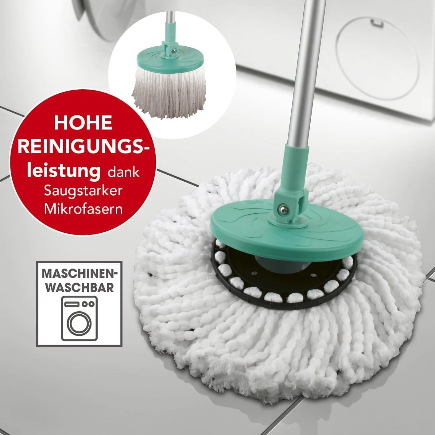 CLEANmaxx Power-Wischmopp mit Zwei-Kammer-Filtersystem | Designed in Deutschland - Schmutzwasser wird gefiltert, leichtes Auswringen für streifenfreie Sauberkeit | Ideal für Laminat, Parkett & Fliesen - Image 9