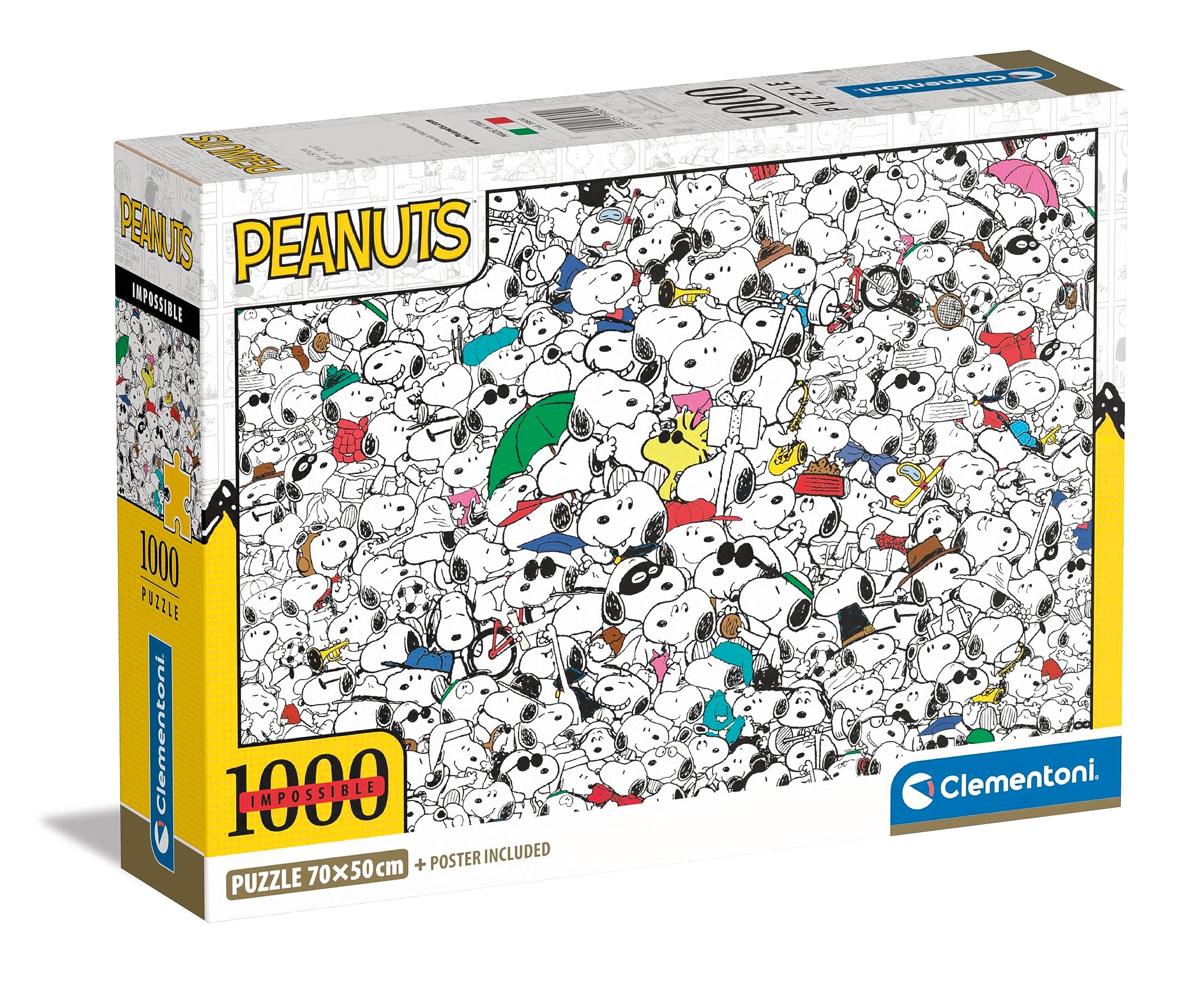 Clementoni - 39804 - Impossible Puzzle Peanuts - Puzzle 1000 Teile Für Erwachsene Und Kinder 14 Jahren, Geschicklichkeitsspiel Für Die Ganze Familie