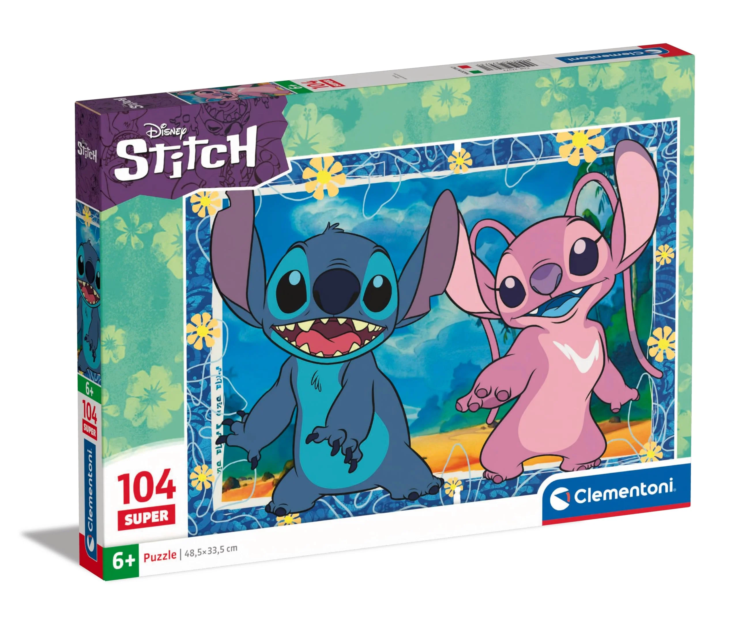 Clementoni Disney Stitch Puzzle mit 104 Super-Teilen für Kinder ab 6 Jahren, buntes Kinderpuzzle mit besonderer Leuchtkraft, 27573