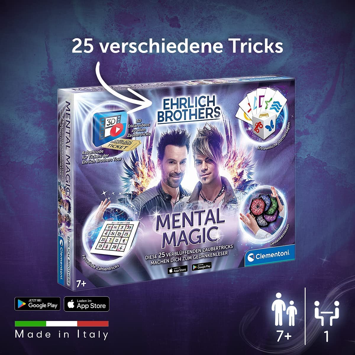 Clementoni Ehrlich Brothers Mental Magic - Zauberkasten für Kinder ab 7 Jahren - Magische Anleitung für verblüffende Zaubertricks inkl. 3D Erklärvideos 59182 - Image 3