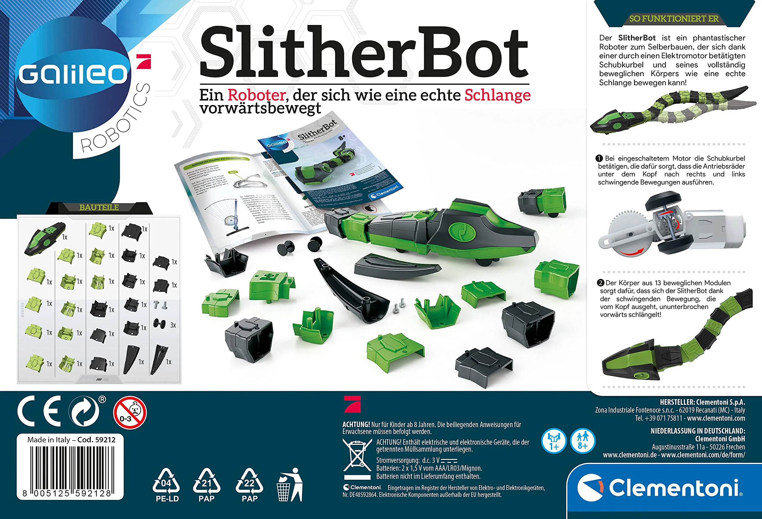Clementoni Galileo Robotics SlitherBot - Wissenschaft & Roboter Spielzeug - mechanisches Spielen in Form Einer Schlange - Robotik Set für Kinder ab 8 Jahren 59212 - Image 6