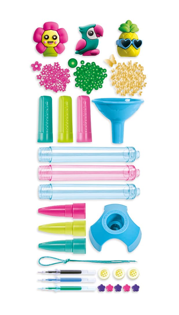 Clementoni Idea Deine Stift-Kreationen Tropical - DIY Stifte-Set mit tropischen Accessoires - Bastelset zum Stifte selber machen, Kreativspielzeug & Geschenk-Set für Kinder ab 6 Jahren, 18790 - Image 4