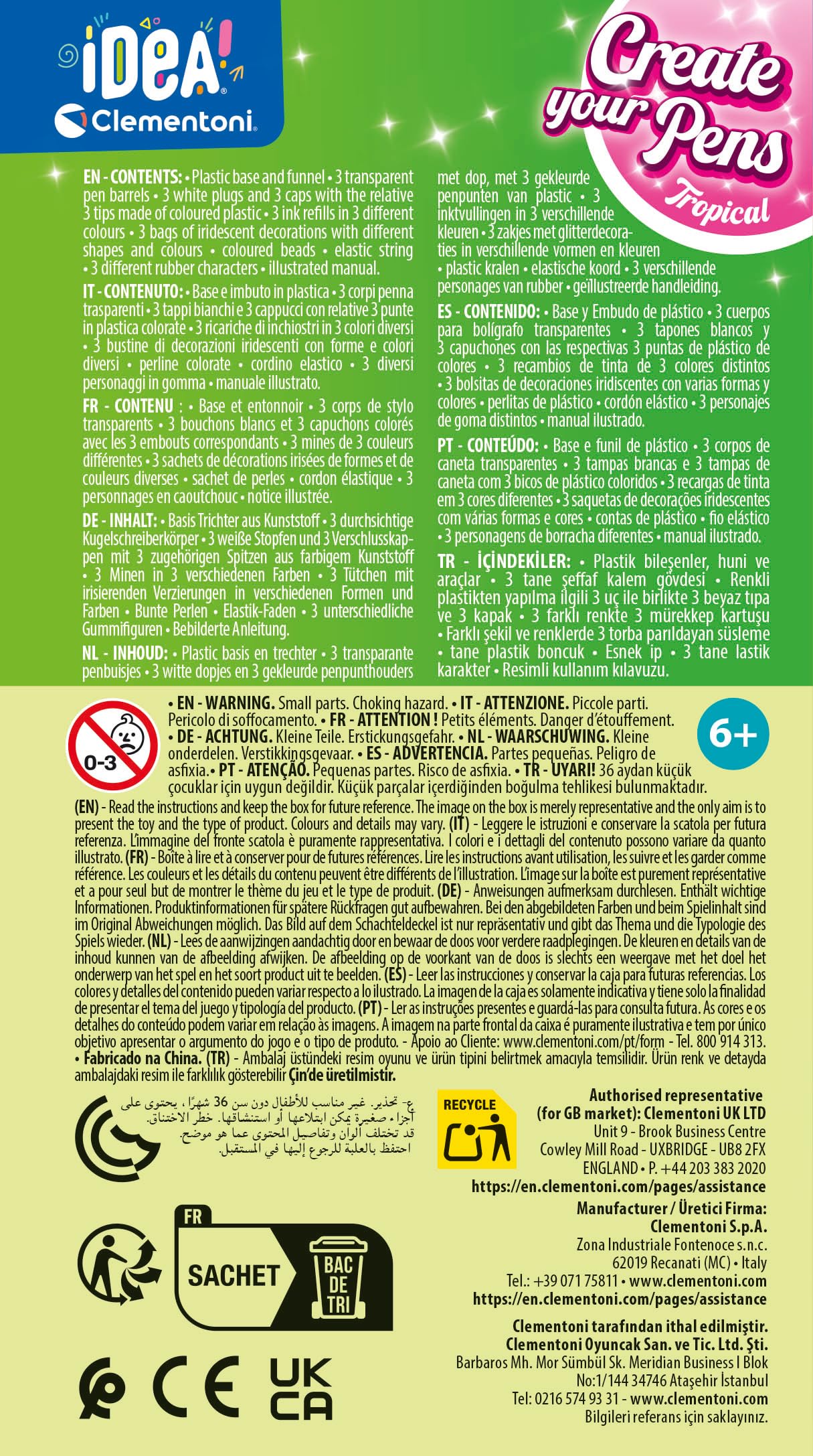 Clementoni Idea Deine Stift-Kreationen Tropical - DIY Stifte-Set mit tropischen Accessoires - Bastelset zum Stifte selber machen, Kreativspielzeug & Geschenk-Set für Kinder ab 6 Jahren, 18790 - Image 5