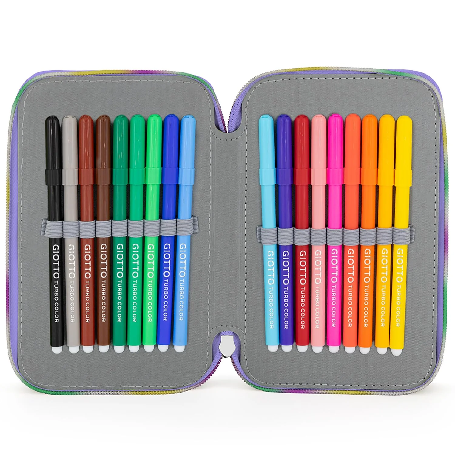 Clondo 3-Fach Federmäppchen für Stitch Fan – 45-teilig, komplett gefüllt – mit 2 löschbaren Gelstiften, Schere, Kleber, Buntstiften – Lila – ideal für Schule & als Geschenk - Image 6