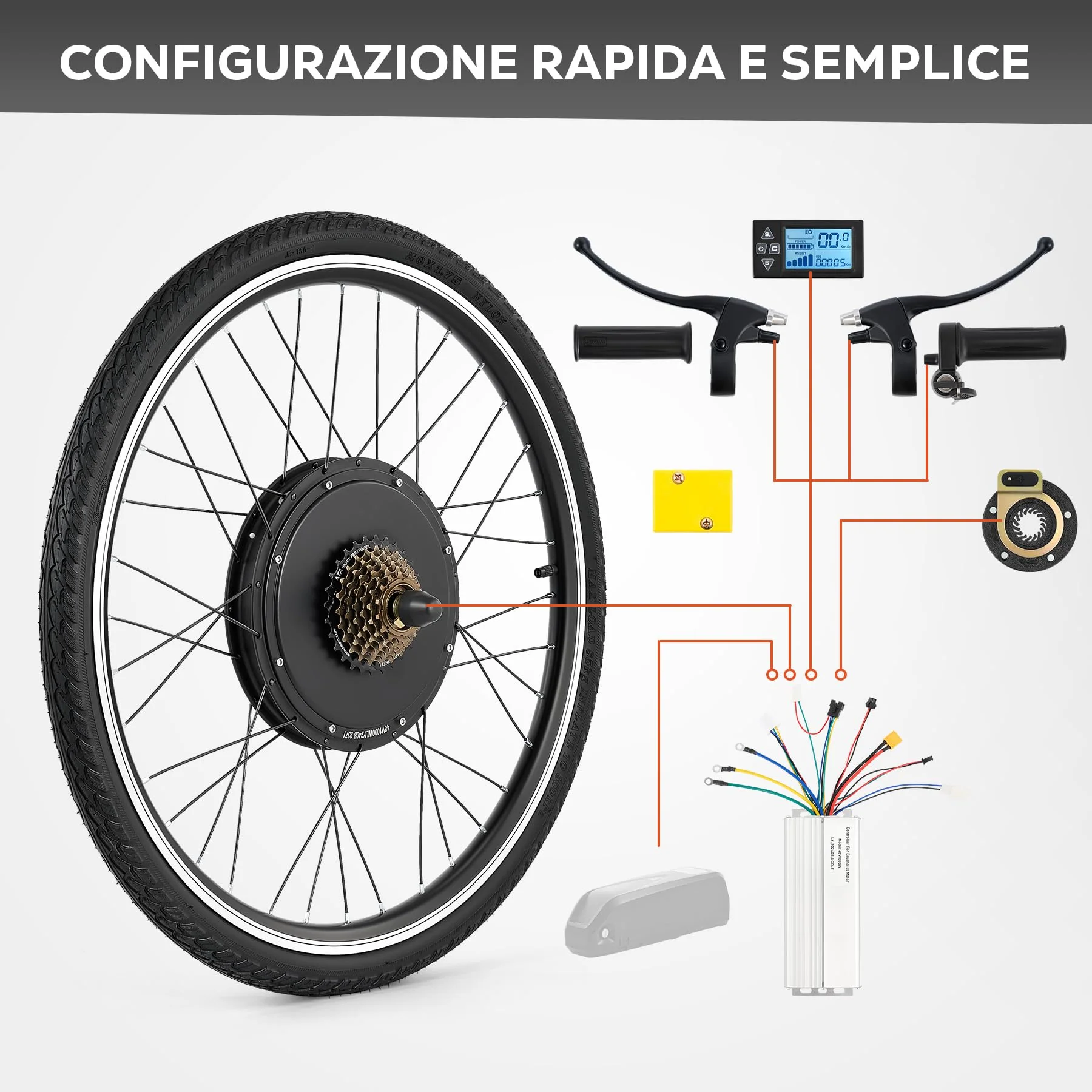 CO-Z 26 Zoll Ebike Umbausatz E-Bike Hinterrad Umbausatz Kit Elektrofahrrad Umbausatz Ebike Conversion Kit Electric Bicycle Umbausatz Pedelec Umbausatz 1000W - Image 7