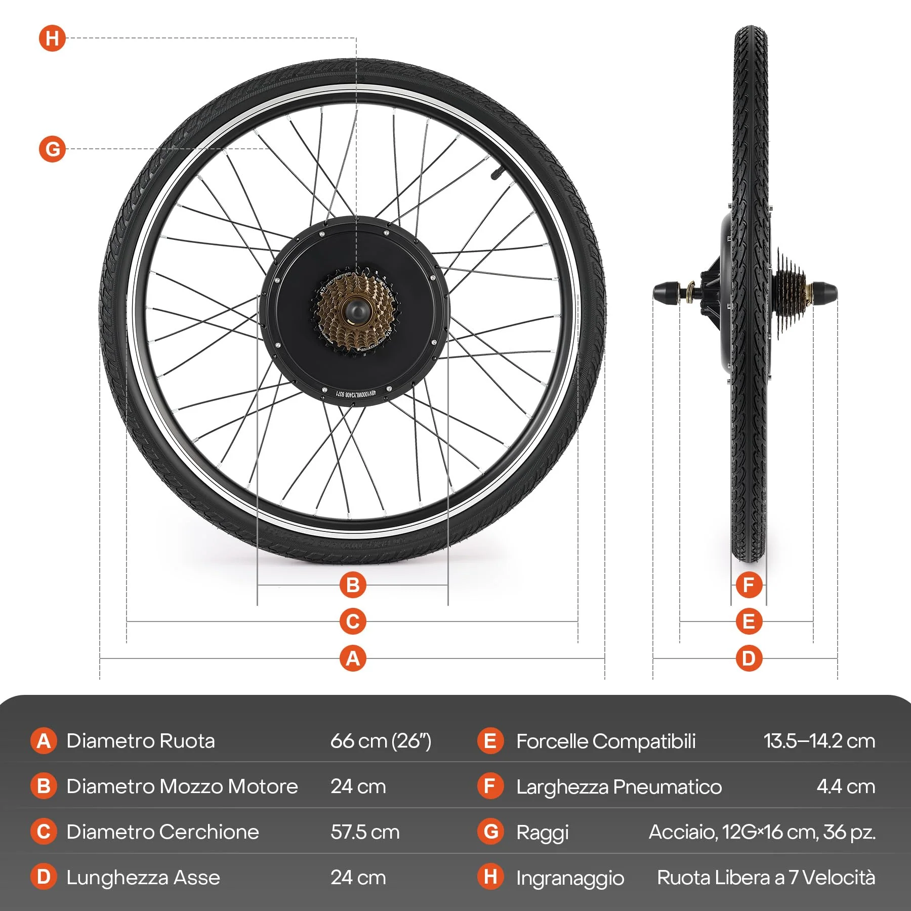 CO-Z 26 Zoll Ebike Umbausatz E-Bike Hinterrad Umbausatz Kit Elektrofahrrad Umbausatz Ebike Conversion Kit Electric Bicycle Umbausatz Pedelec Umbausatz 1000W - Image 8