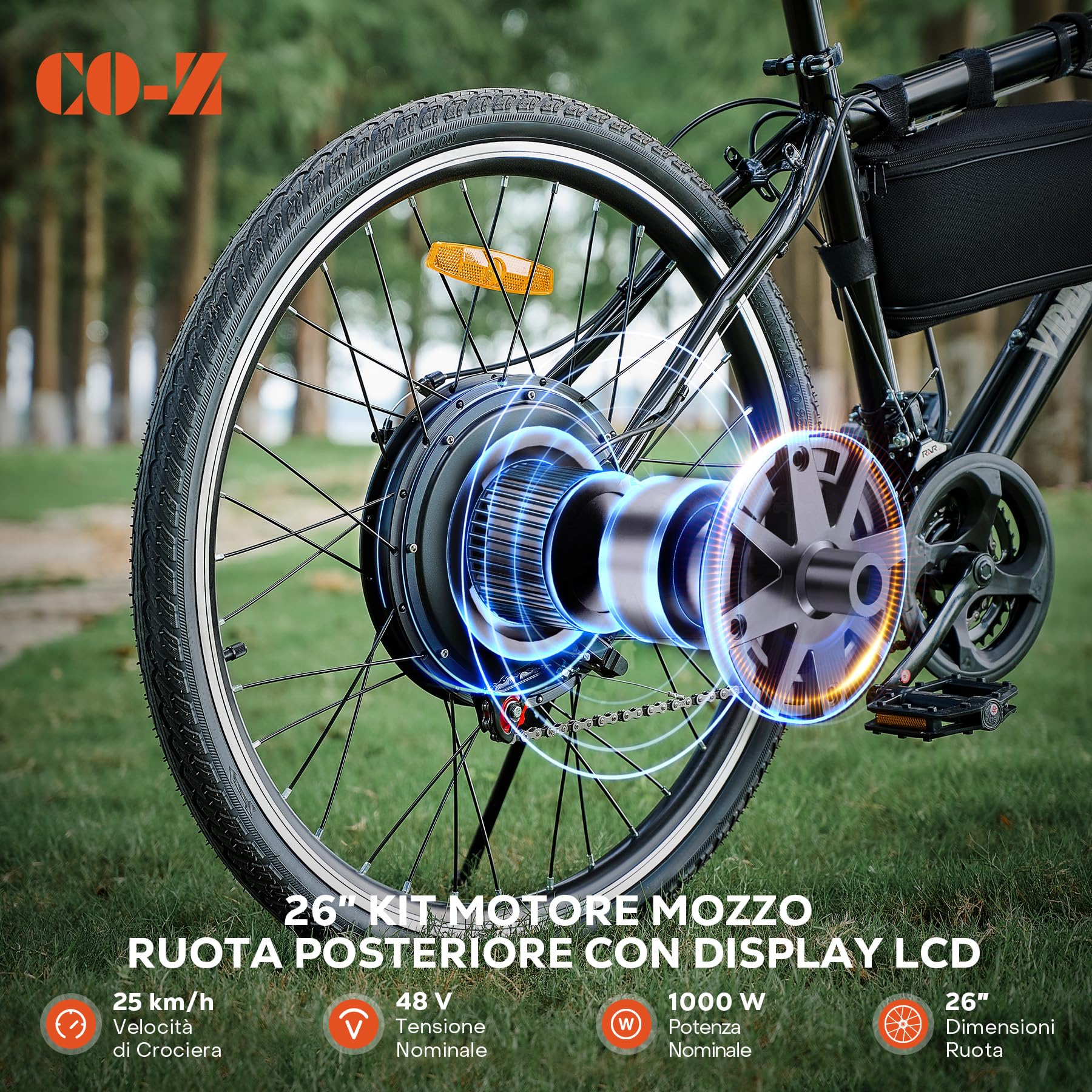 CO-Z 26 Zoll Ebike Umbausatz E-Bike Hinterrad Umbausatz Kit Elektrofahrrad Umbausatz Ebike Conversion Kit Electric Bicycle Umbausatz Pedelec Umbausatz 1000W - Image 9