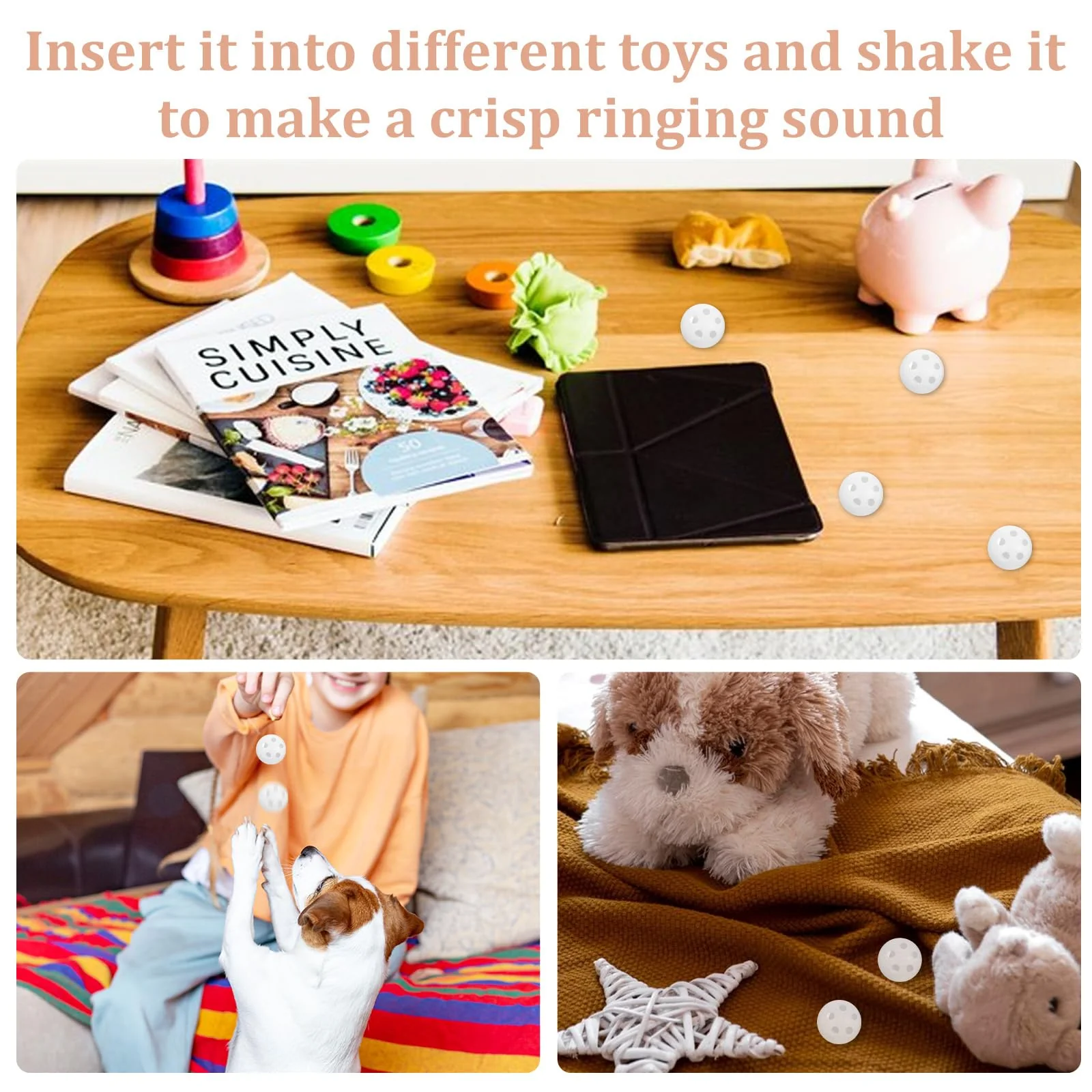 cobee 20 Stück Rasselkugeln zum Einnähen, Weiße Rasselkugeln Einsätze Rasseldosen Geräuschhersteller Quietscher Rasselbälle Füllmaterial für Tierpuppe Puppe Rasseln Plüsch Ringe - Image 3