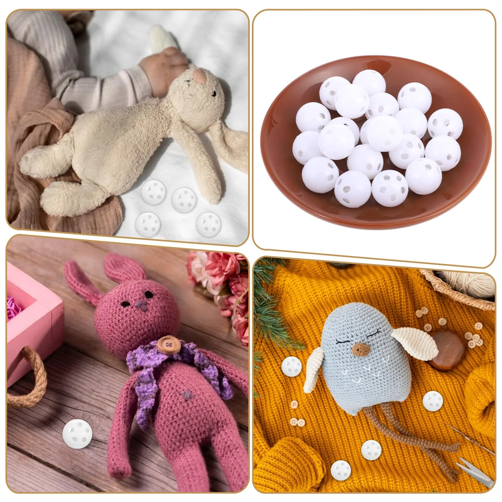 cobee 20 Stück Rasselkugeln zum Einnähen, Weiße Rasselkugeln Einsätze Rasseldosen Geräuschhersteller Quietscher Rasselbälle Füllmaterial für Tierpuppe Puppe Rasseln Plüsch Ringe - Image 4