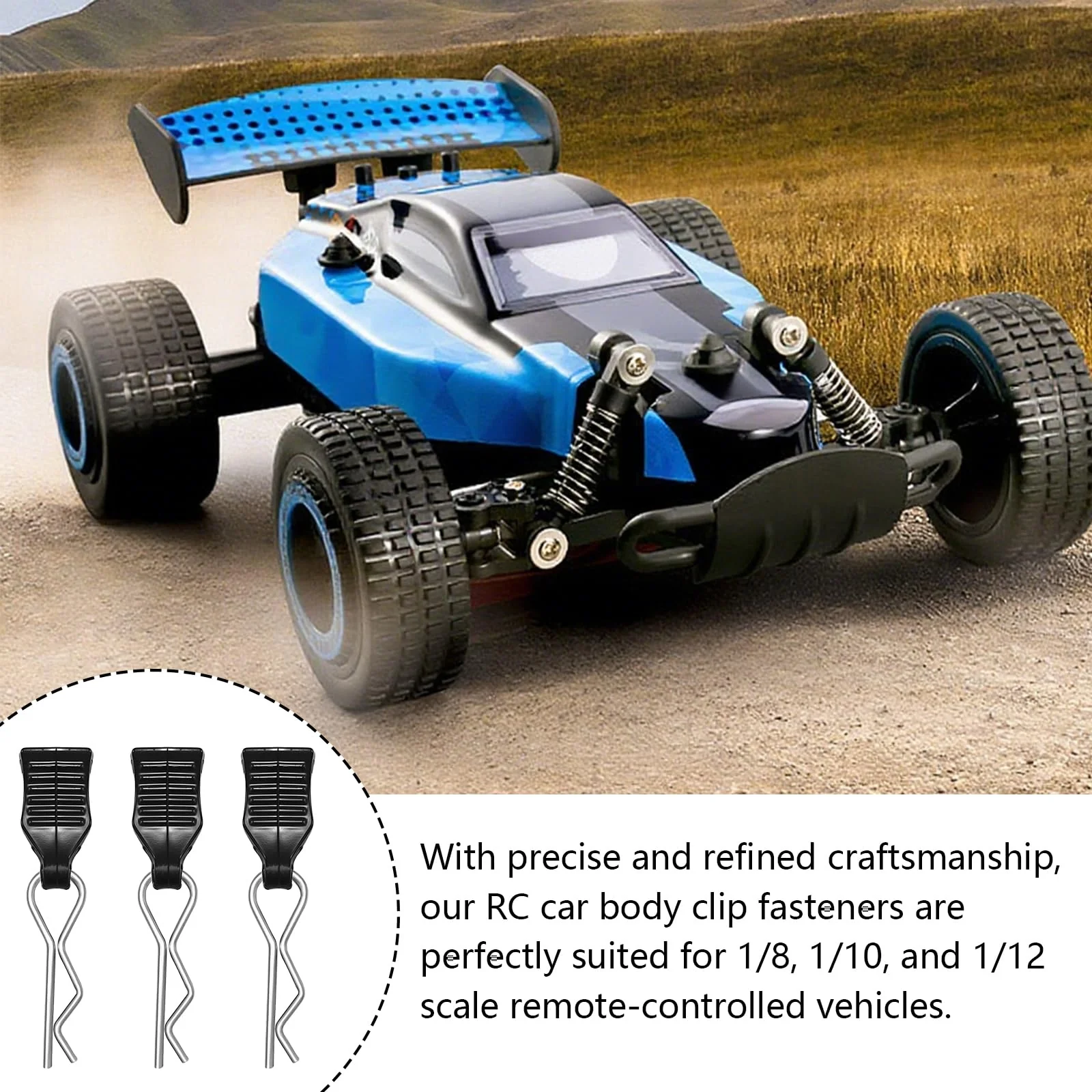 Coco Berming 30 Stück Rc Auto Clips, Schwarz Rc Karosserie Clips, Körper Shell Pin Bent Springy für Ferngesteuerte Automodelle in Verschiedenen Maßstäben (Schwarz) - Image 4