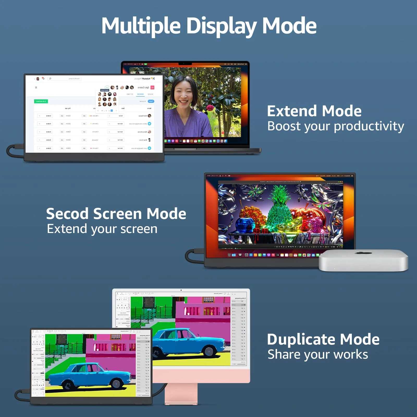 cocopar Tragbarer Monitor 15,6 Zoll FHD HDR FreeSync Zero Frame USB-C-Computerdisplay mit Dual-Typ-C-Mini-HDMI für Laptop-PC-Telefon Mac Surface Xbox PS4-Switch, mit Smart Cover