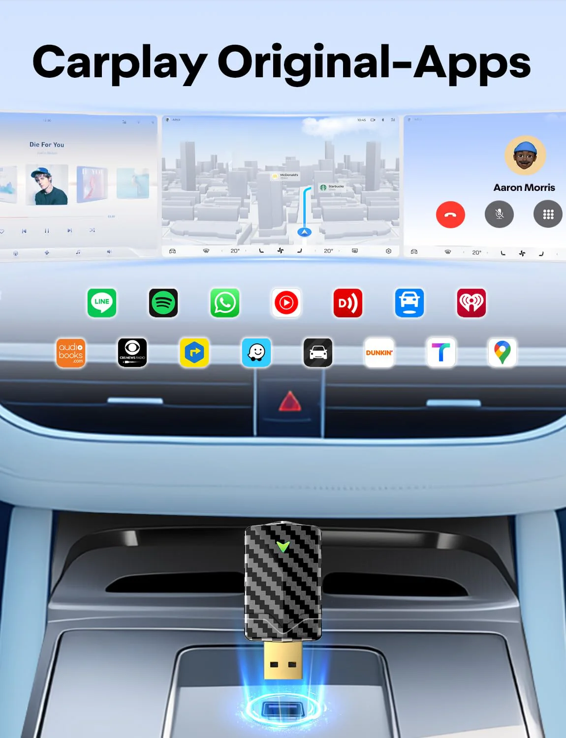 CODONOVA 2026 Pro Mini CarPlay Wireless Adapter–Android Auto Wireless Adapter, Plug & Play, USB-A/USB-C, Stabil und Kompakt für Flüssiges Fahren, Kompatibel mit Autos ab 2016, iOS 10+ und Android 10+ - Image 3