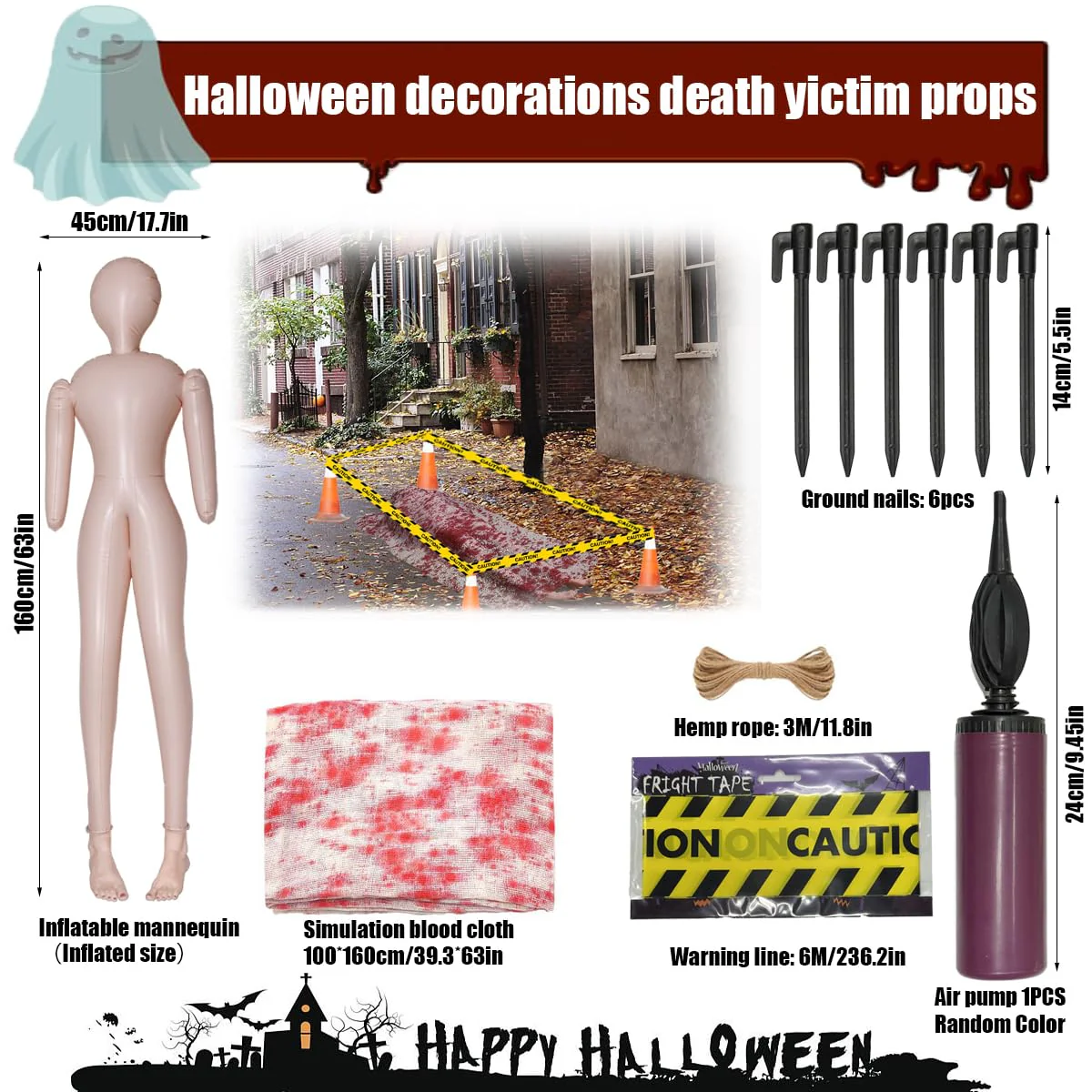 Coffee Life Plus®Halloween Leiche,Leichen Requisiten,gruselige gefälschte Leiche Requisiten,Requisiten für Tote Opfer,Halloween Deko Outdoor Garten Aufblasbar Gefälschte Leiche (mit Beinen) - Image 8